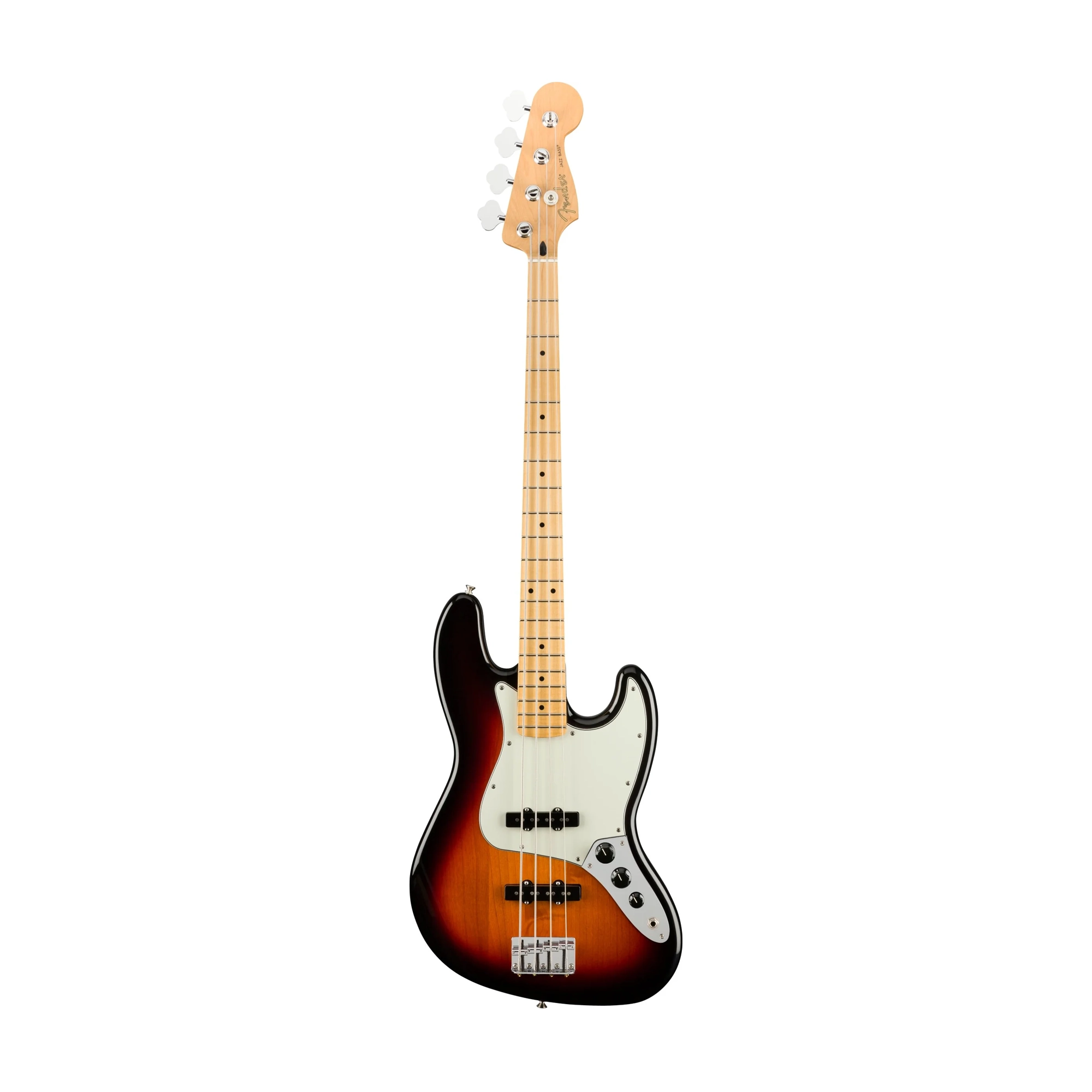 Fender Brand Electric jazz bass guitar with sunburst finish on a white background