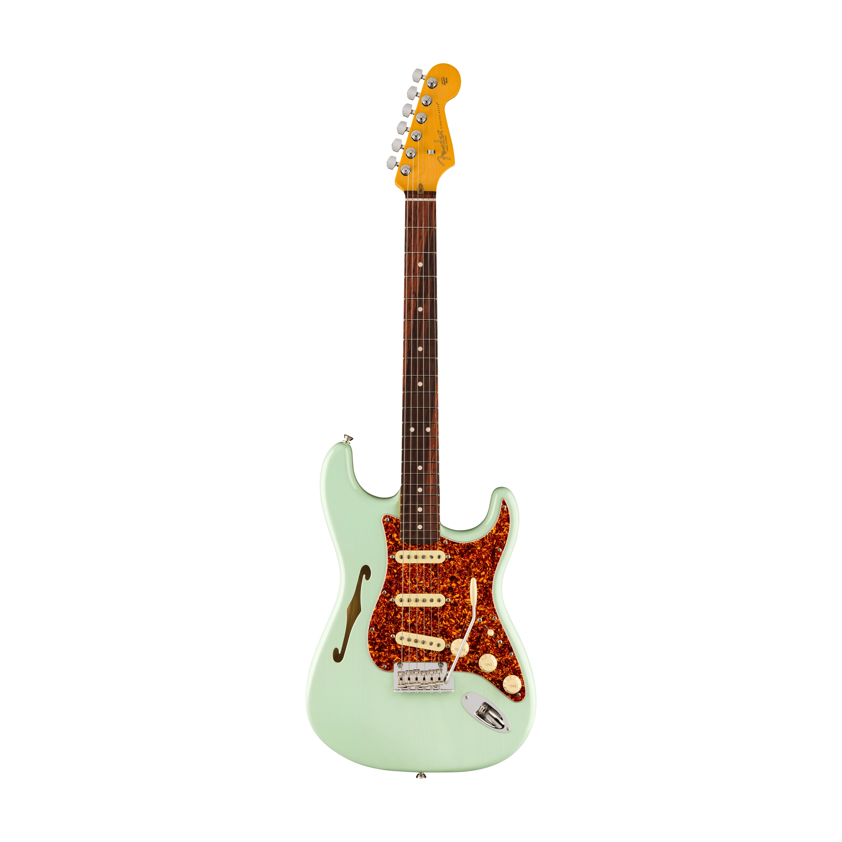 Fender American Professional II Thinline Stratocaster Electric Guitar - Transparent Surf Green