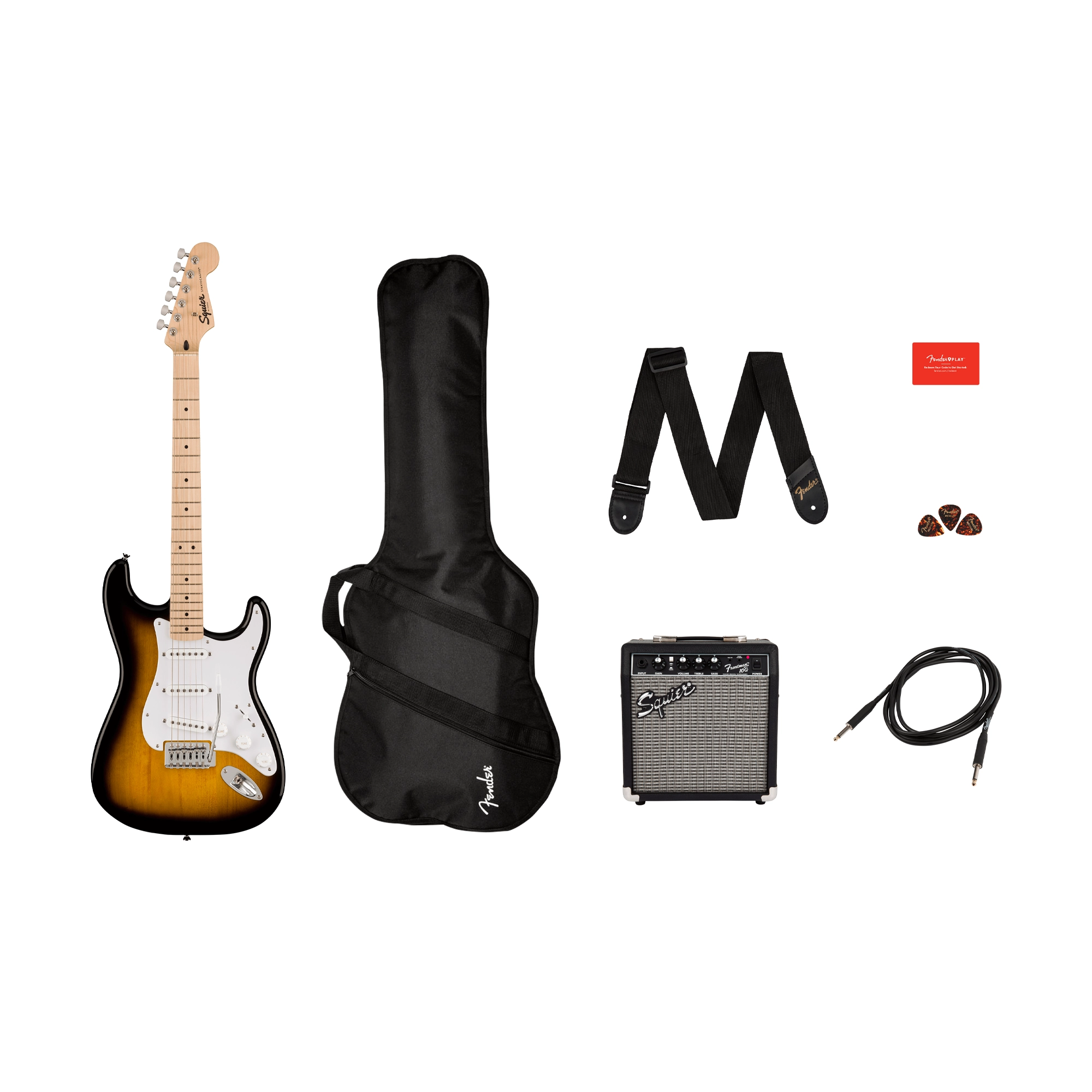 Squier Sonic Series Stratocaster Pack - 2-color Sunburst