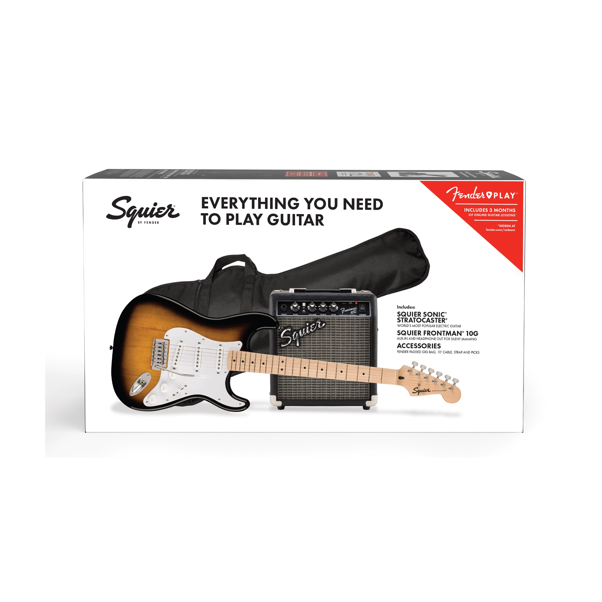 Squier Sonic Series Stratocaster Pack - 2-color Sunburst