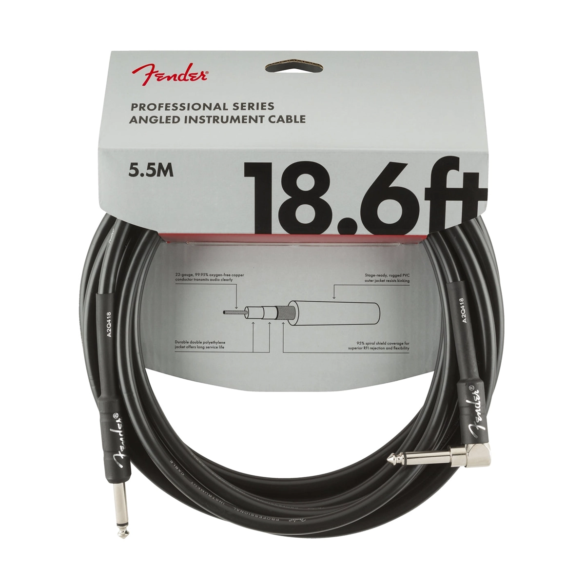Fender professional 18.6' Series Straight to Right Angle - Black