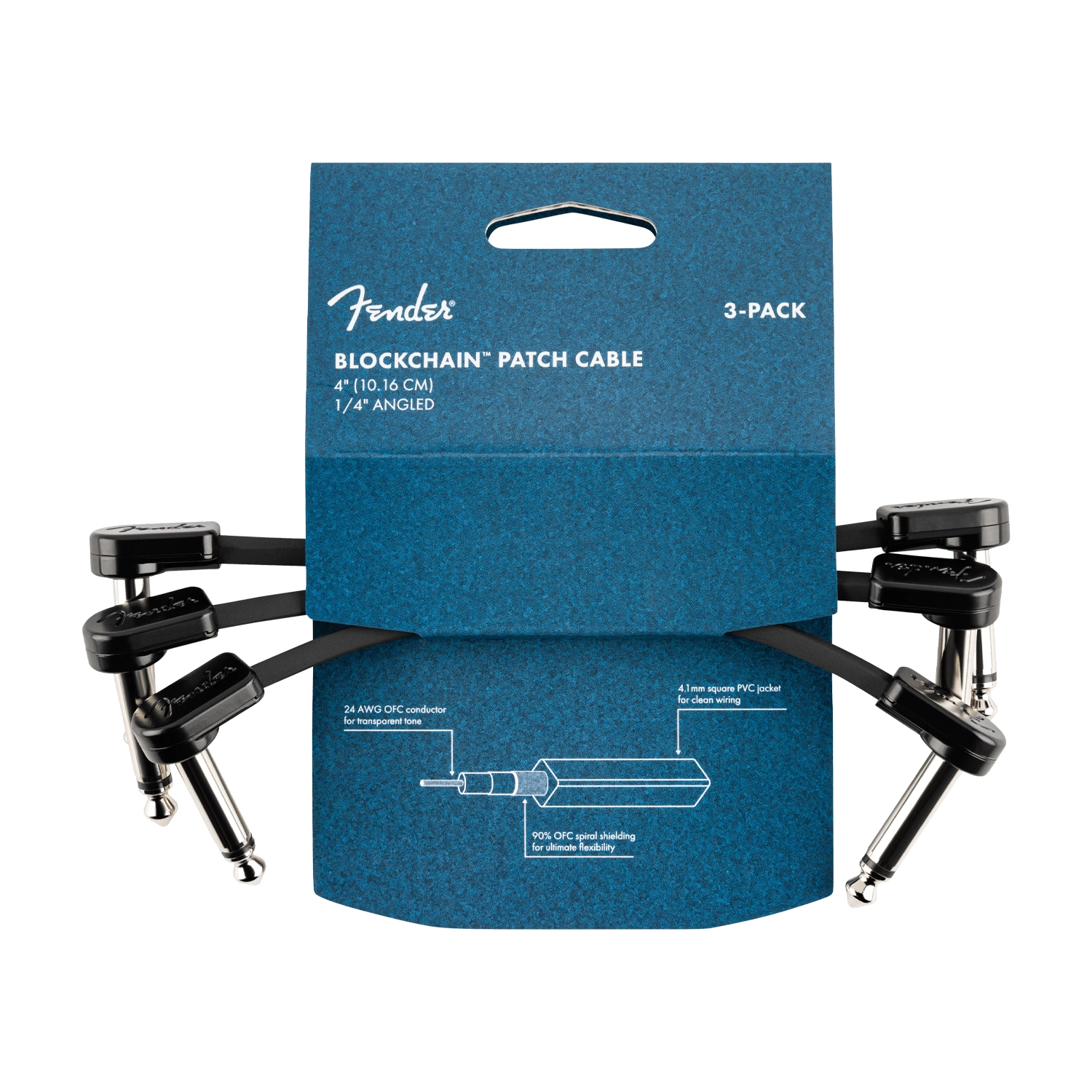 Fender Blockchain 4" Patch Cable Right Angle To Right Angle 3-Pack