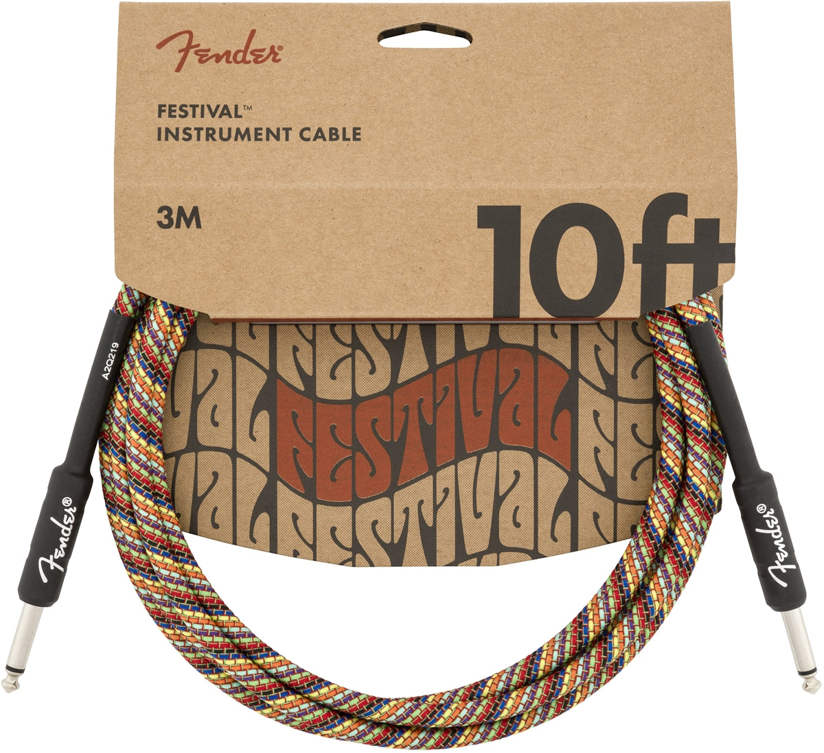 Fender Festival 10' Ts Male 1/4 - Ts Male 1/4 Instrument Cable - Rainbow