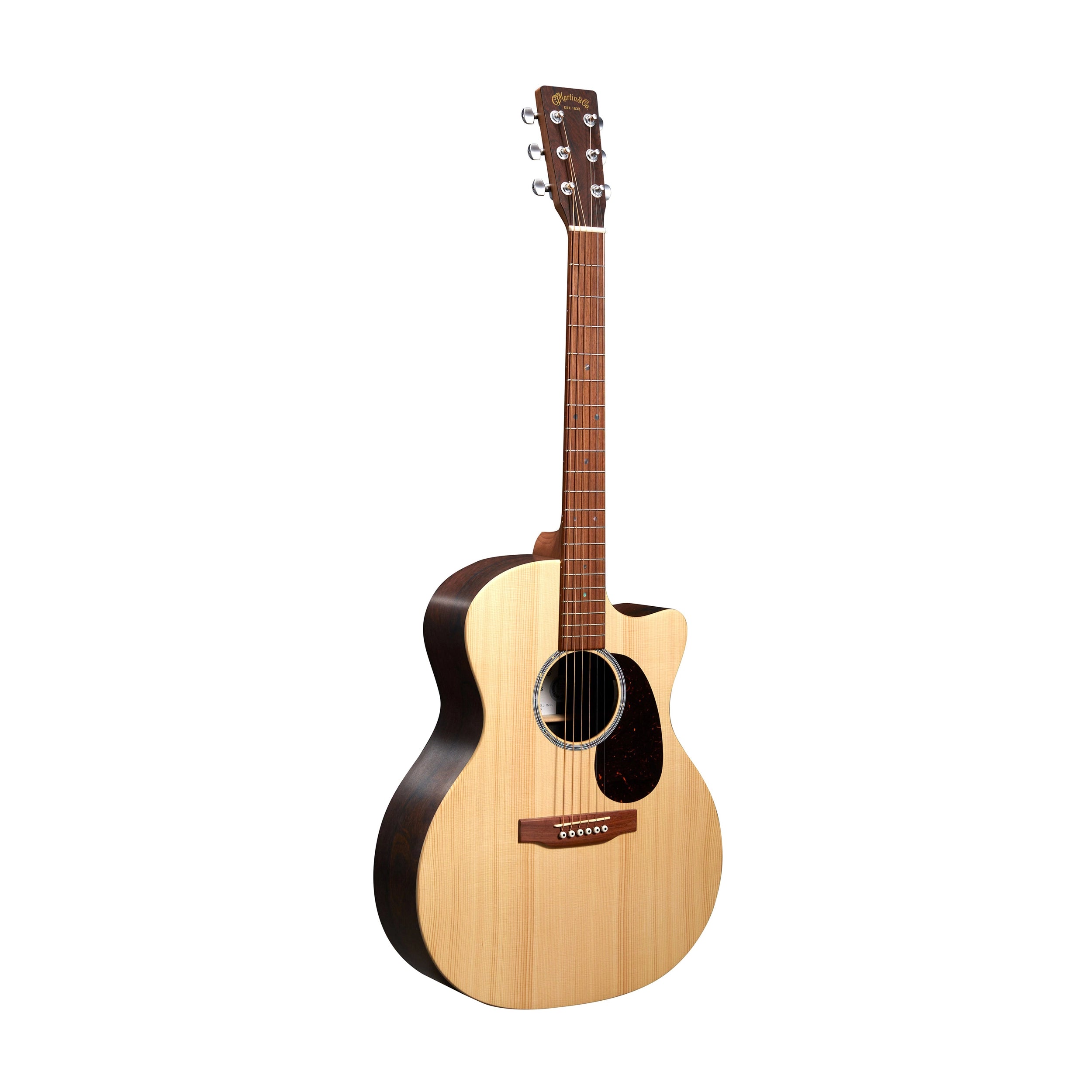 Front tilted view of Martin GPC-X2E Grand Performance Acoustic-electric Guitar - Natural Cocobolo