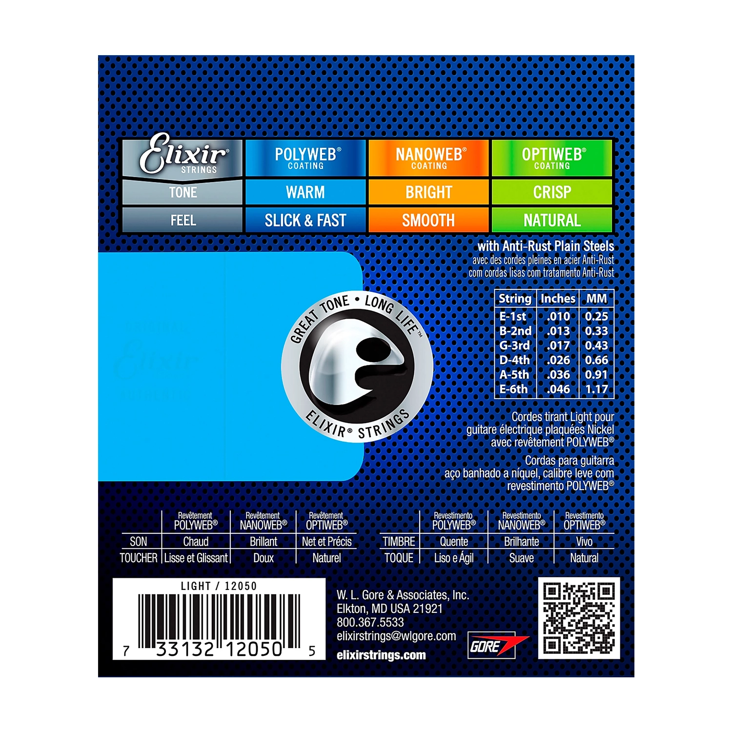 Cuerdas de guitarra eléctrica Elixir con recubrimiento POLYWEB, ligeras (.010-.046)