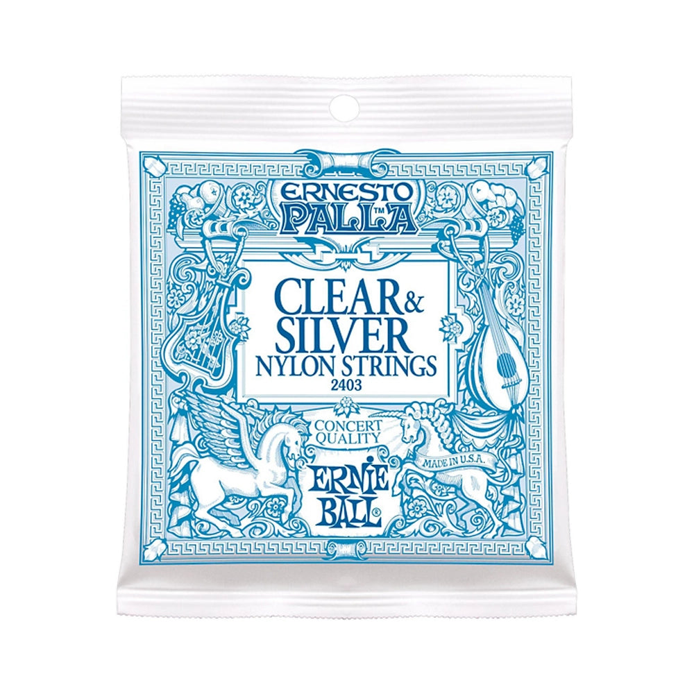 Cuerdas de guitarra clásica de nylon transparente y plateado Ernie Ball Ernesto Palla