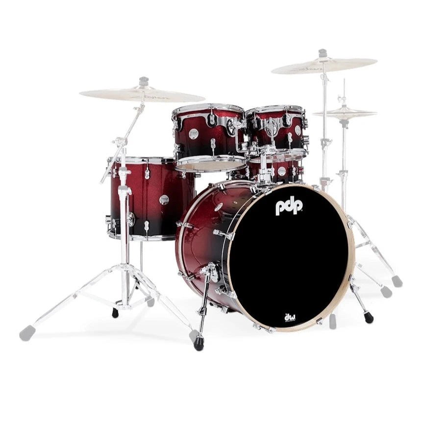PDP Concept Maple 5-piece Shell Pack - Red To Black Sparkle Fade