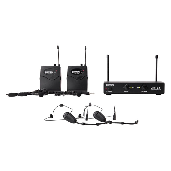 Gemini UHF-02HL 2-Channel Wireless Headset/Lavalier Combo System S12