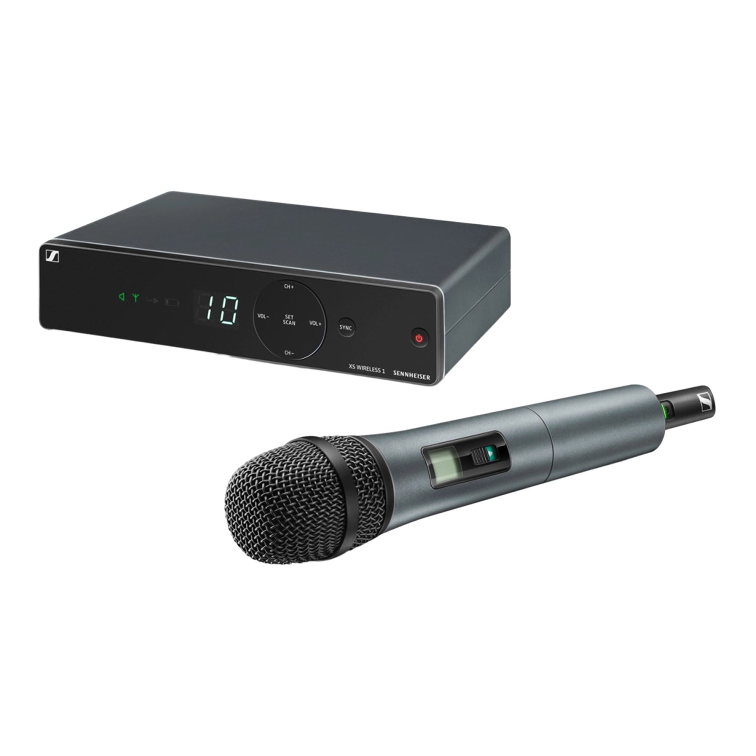 Full view of Sennheiser XSW 1-825-A UHF Vocal Set with e825 Dynamic Microphone (548-572 MHz)