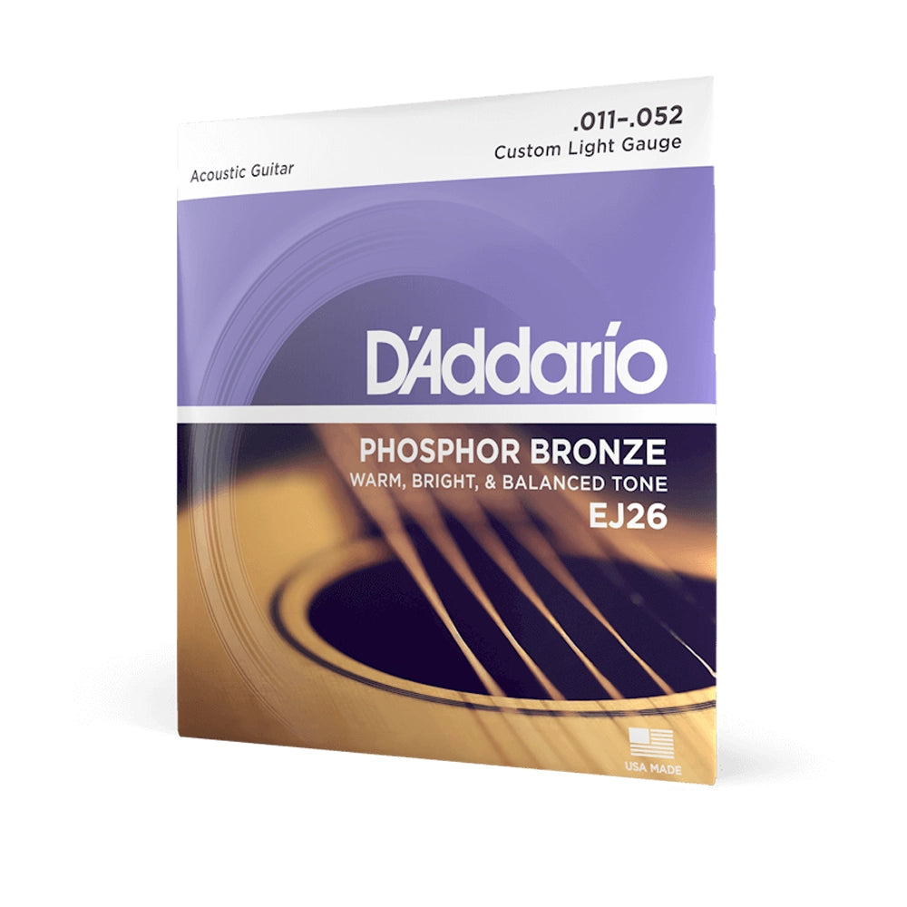 Cuerdas de guitarra acústica D'Addario EJ26 Phosphor Bronze Custom Light