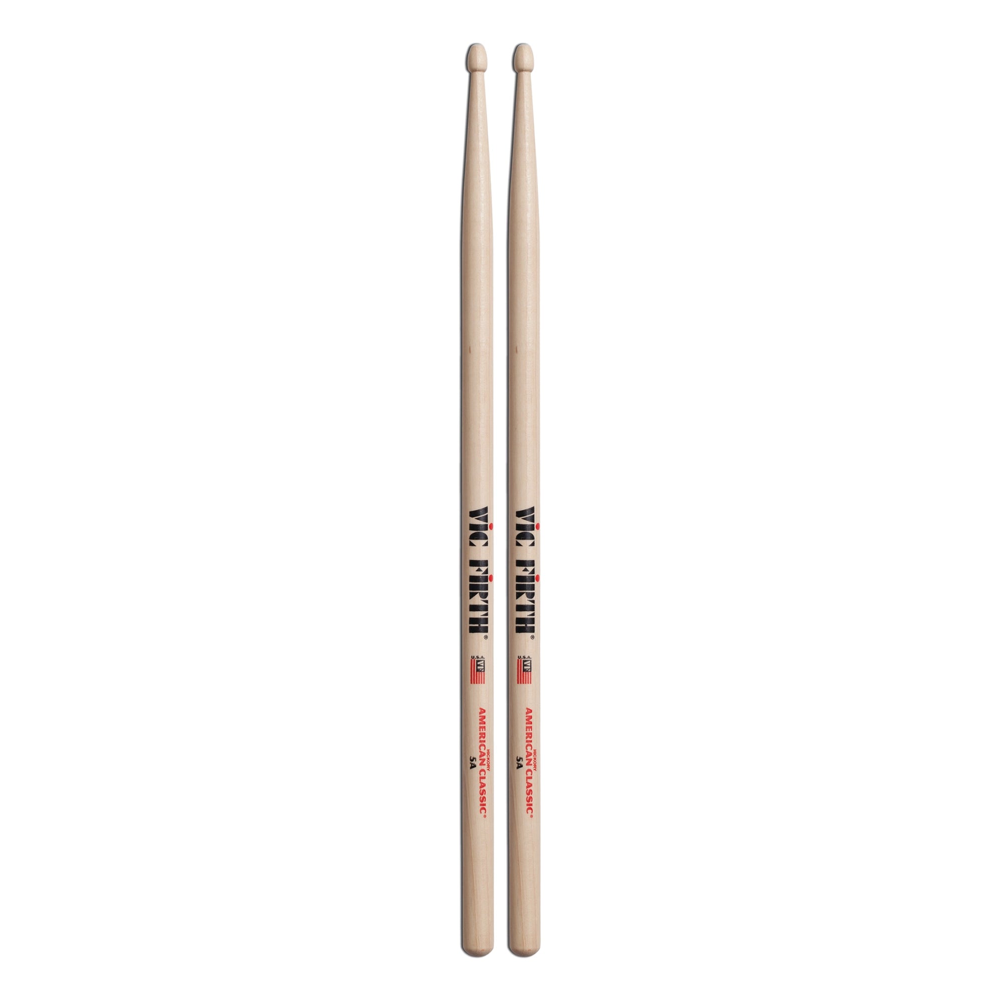Front view of Vic Firth American Classic VF5A Hickory Drumsticks