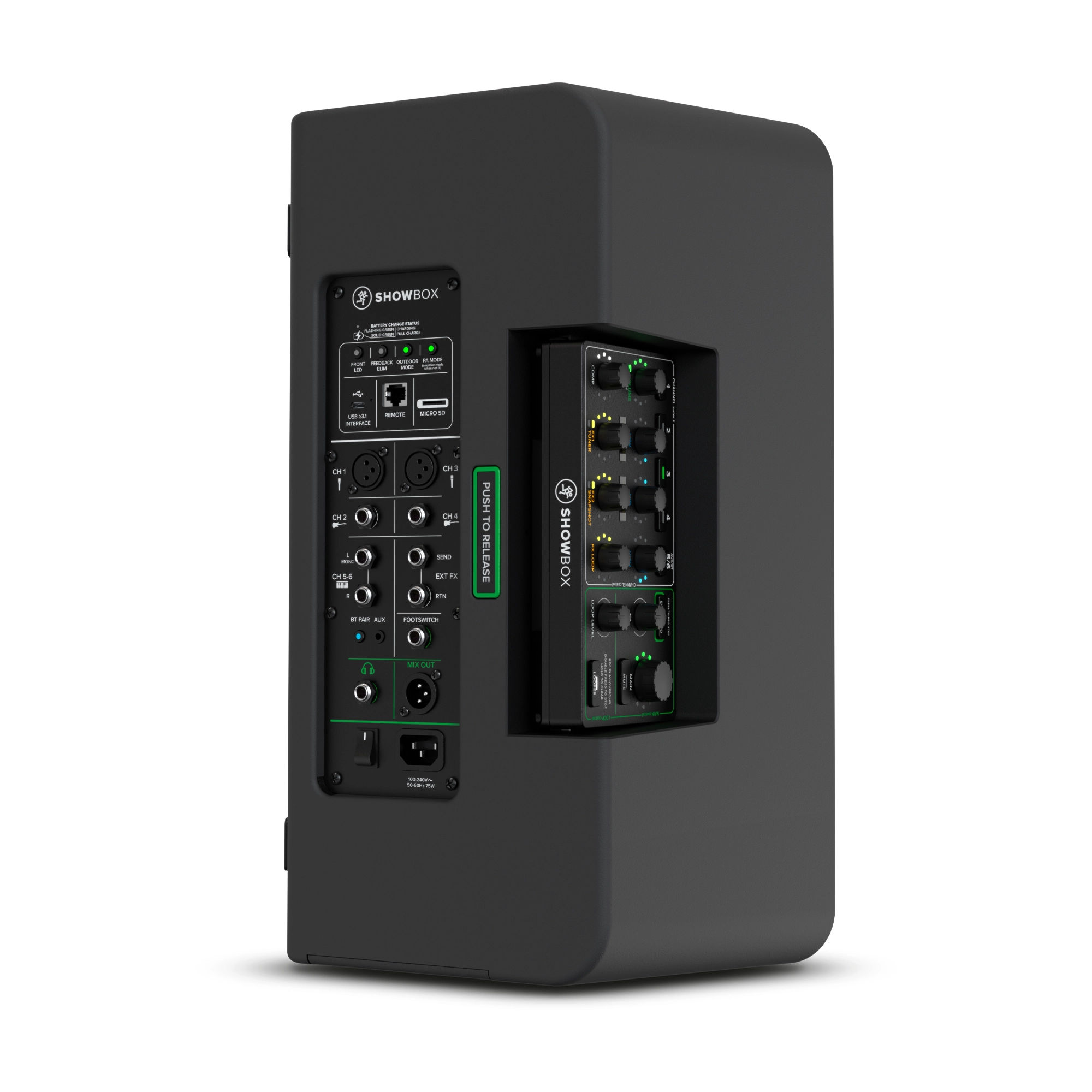 Mackie Showbox Battery-Powered All-In-One Live Performance Rig back side angle