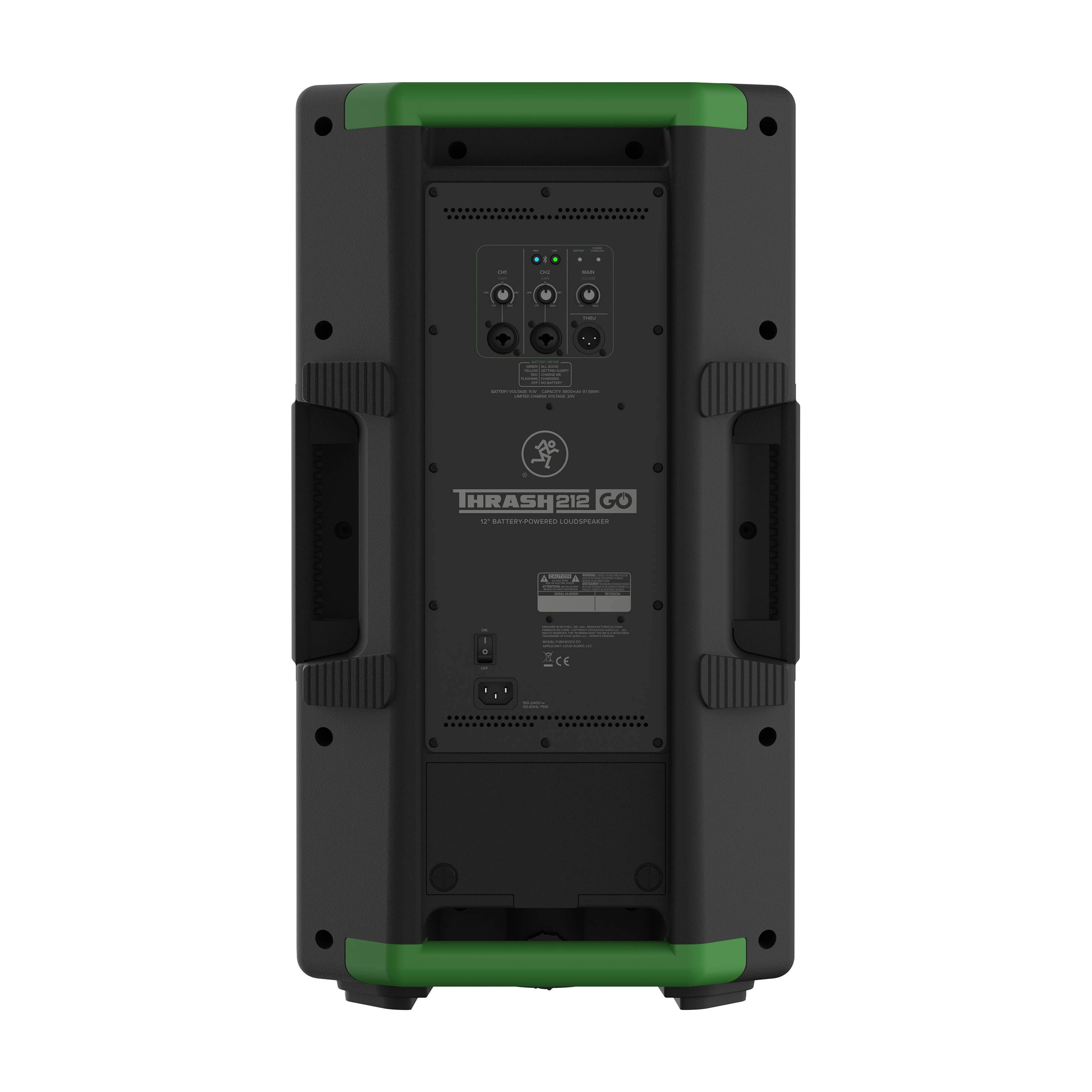 Back view of Mackie Thrash212 Go 300-Watt 12-Inch Battery-Powered Loudspeaker