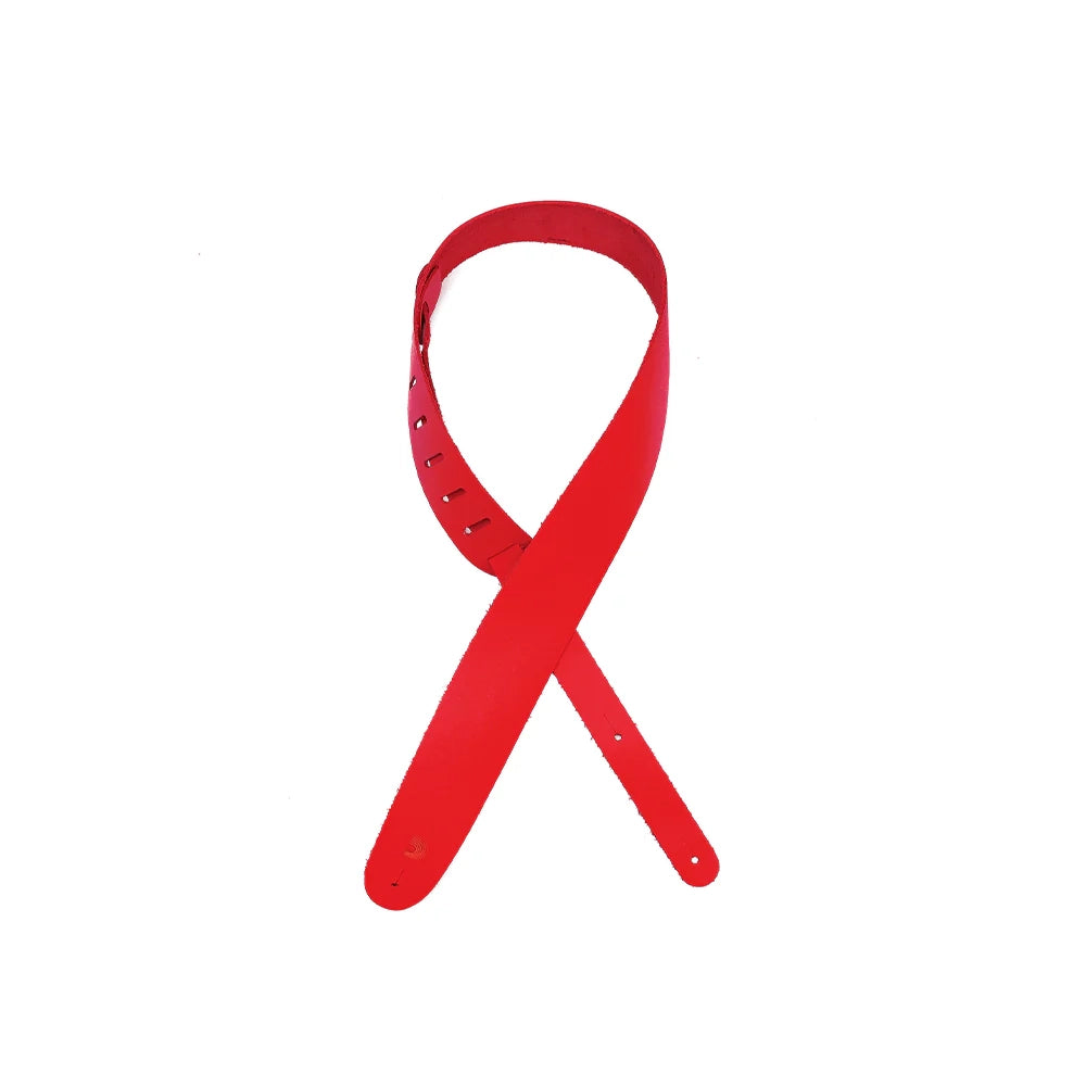 D'addario 2.5-Inch Basic Classic Leather Guitar Strap Adjustable 44.5" To 53" - Red