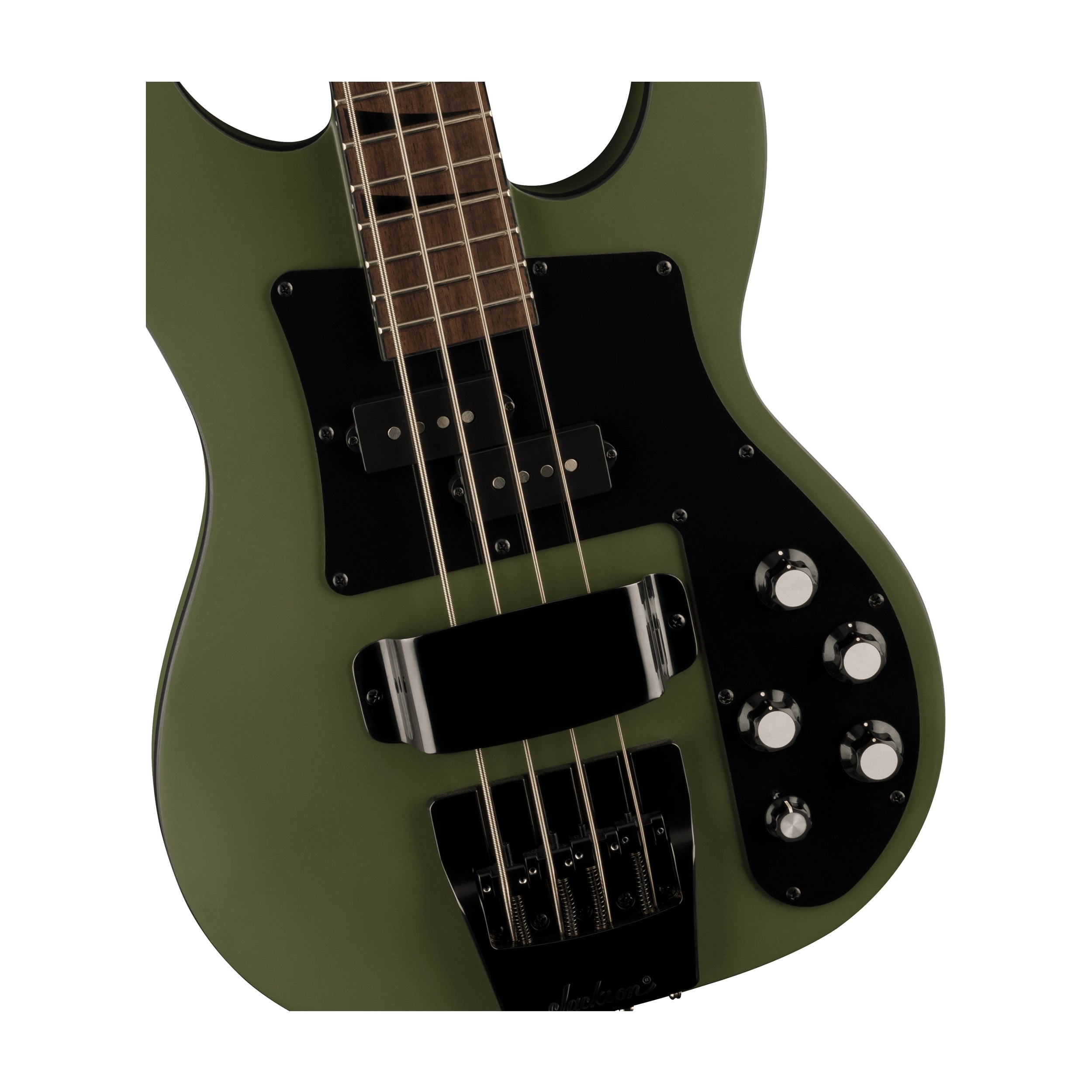 Close-up view of Jackson X Series Concert Electric Bass CBXNT DX IV - Matte Army Drab