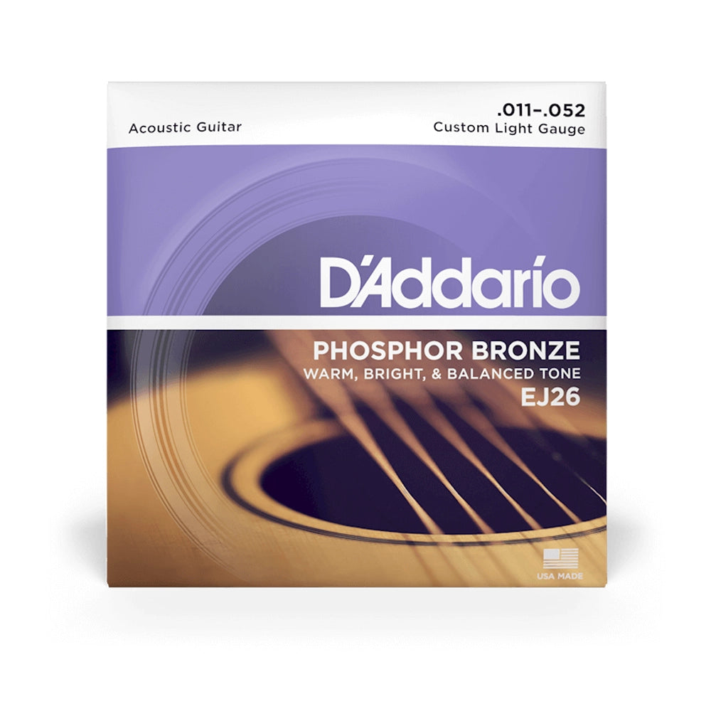 Cuerdas de guitarra acústica D'Addario EJ26 Phosphor Bronze Custom Light