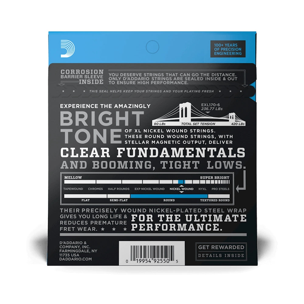 D'Addario EXL170-6 Nickel Round Wound 6 String Long Bass Strings