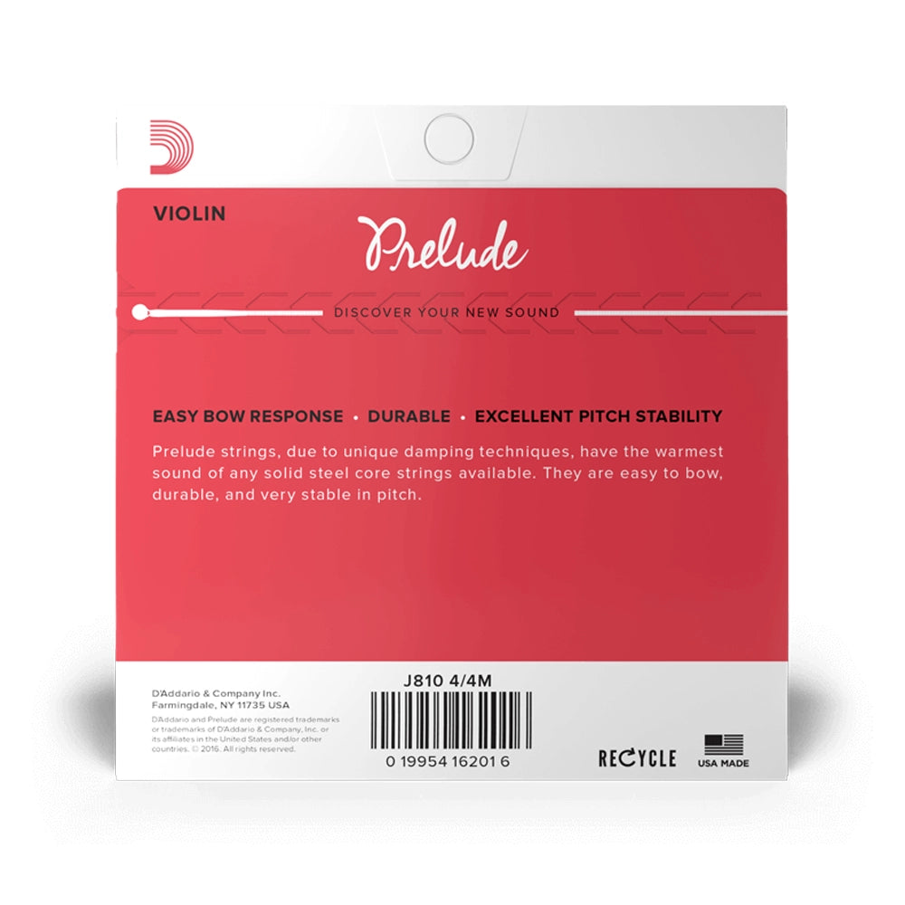 D’Addario Prelude Violin String Set, 4/4 Scale Medium Tension