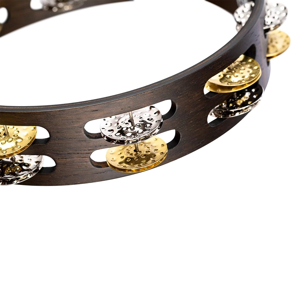 Meinl Vintage Wood Tambourine with Dual Alloy Jingles 10 in. Walnut Brown