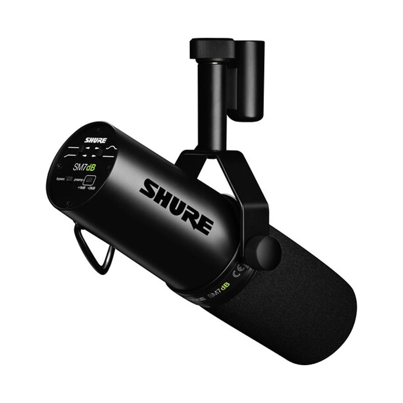 Side view of Shure SM7DB Active Dynamic Microphone