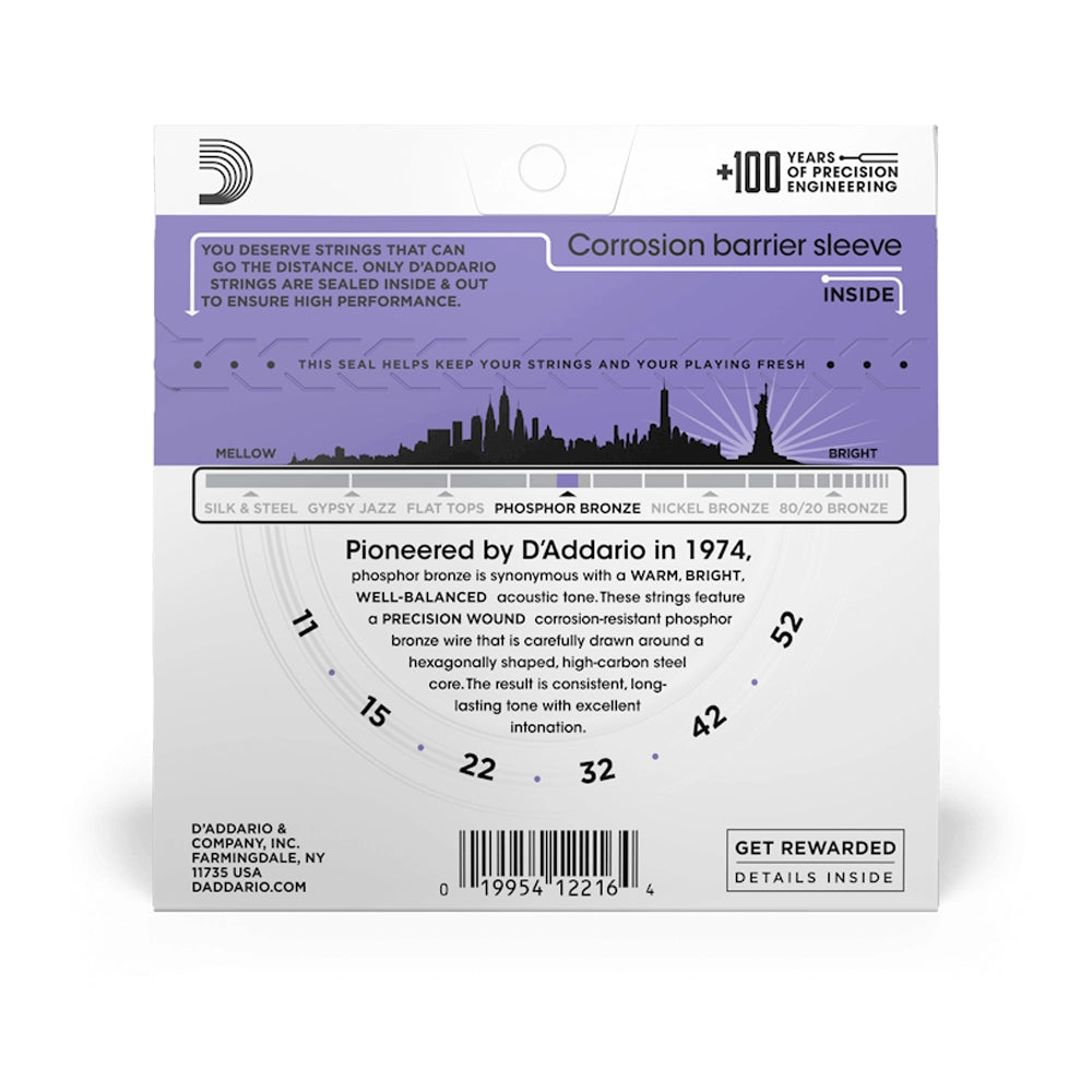 Cuerdas de guitarra acústica D'Addario EJ26 Phosphor Bronze Custom Light