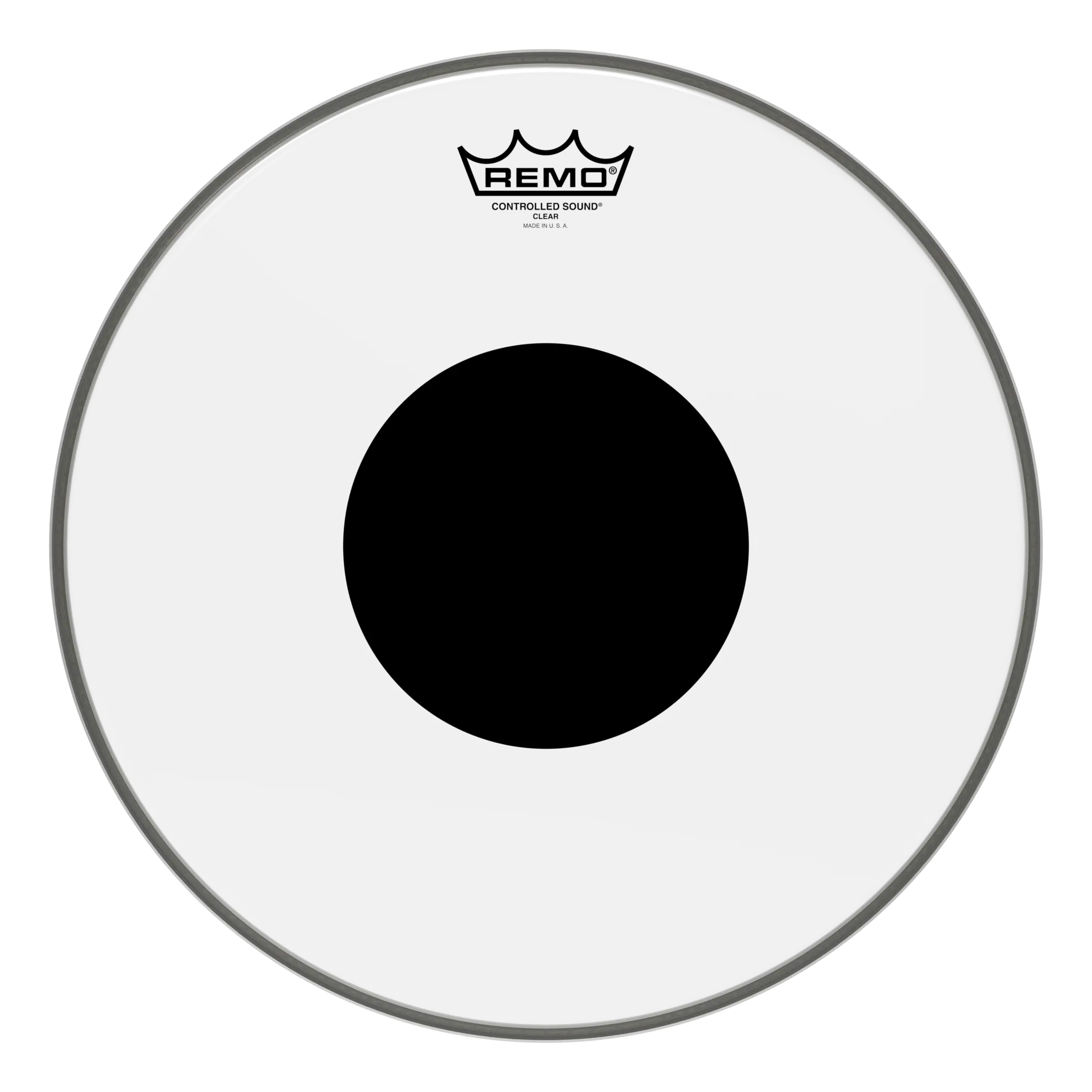 Front view of Remo 14" Controlled Sound Black Dot Clear Drumhead