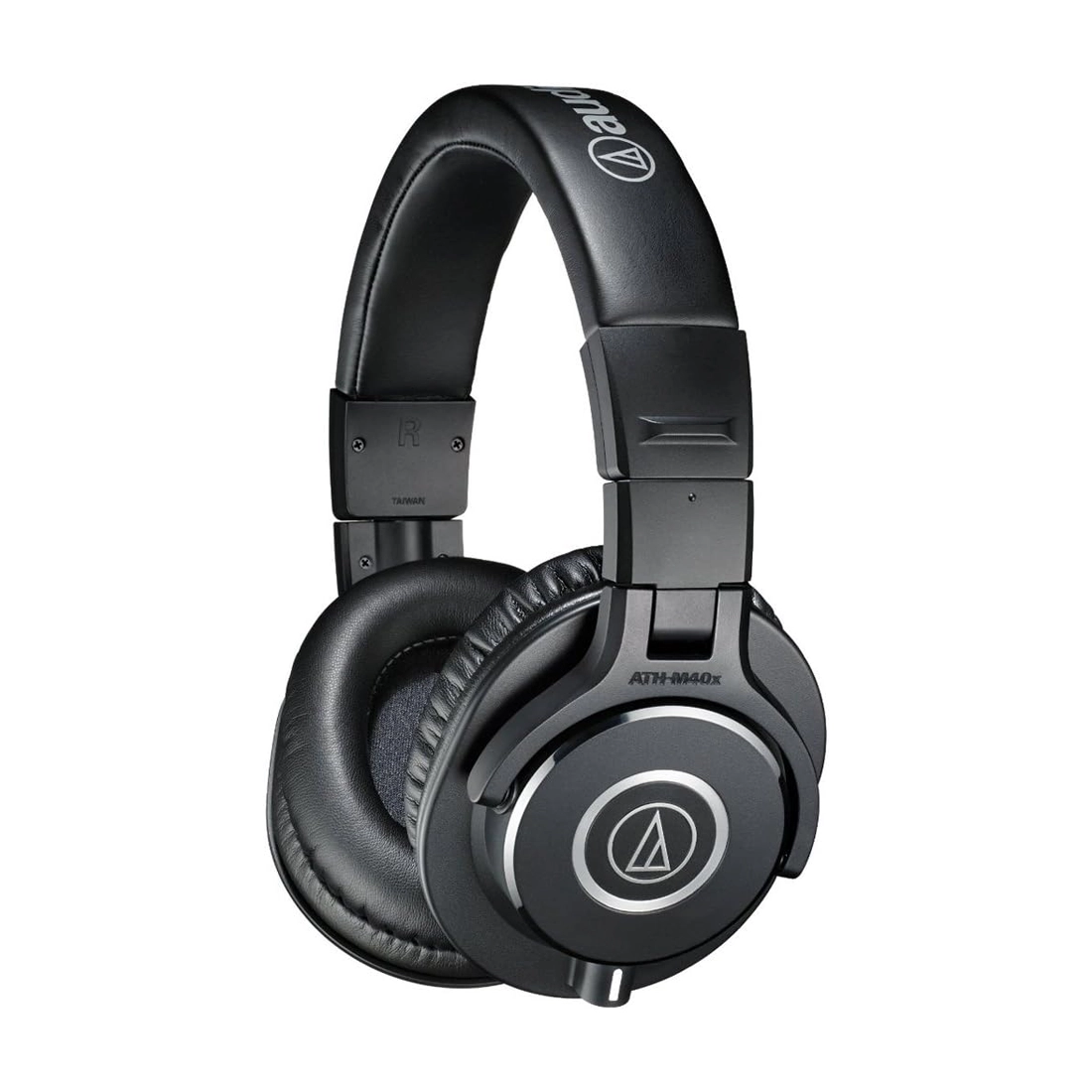Front angle view of Audio-Technica ATH-M40x Closed-Back Professional Studio Monitor Headphones Black