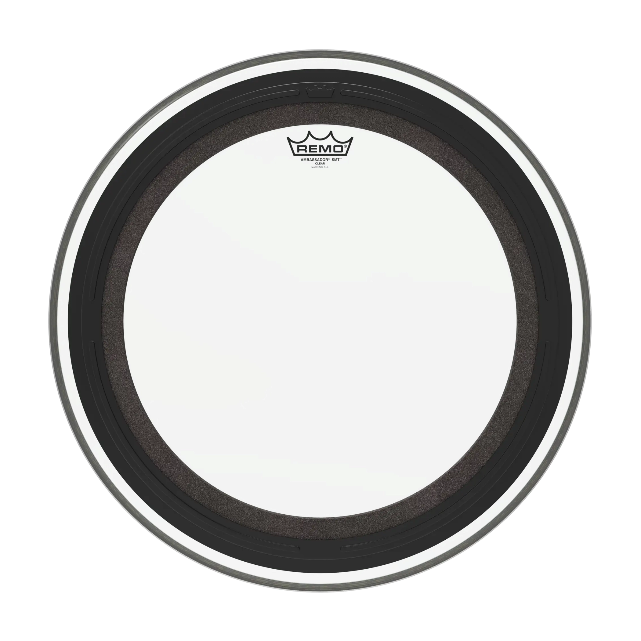 Front view of Remo 20" Ambassador SMT Clear Bass Drumhead