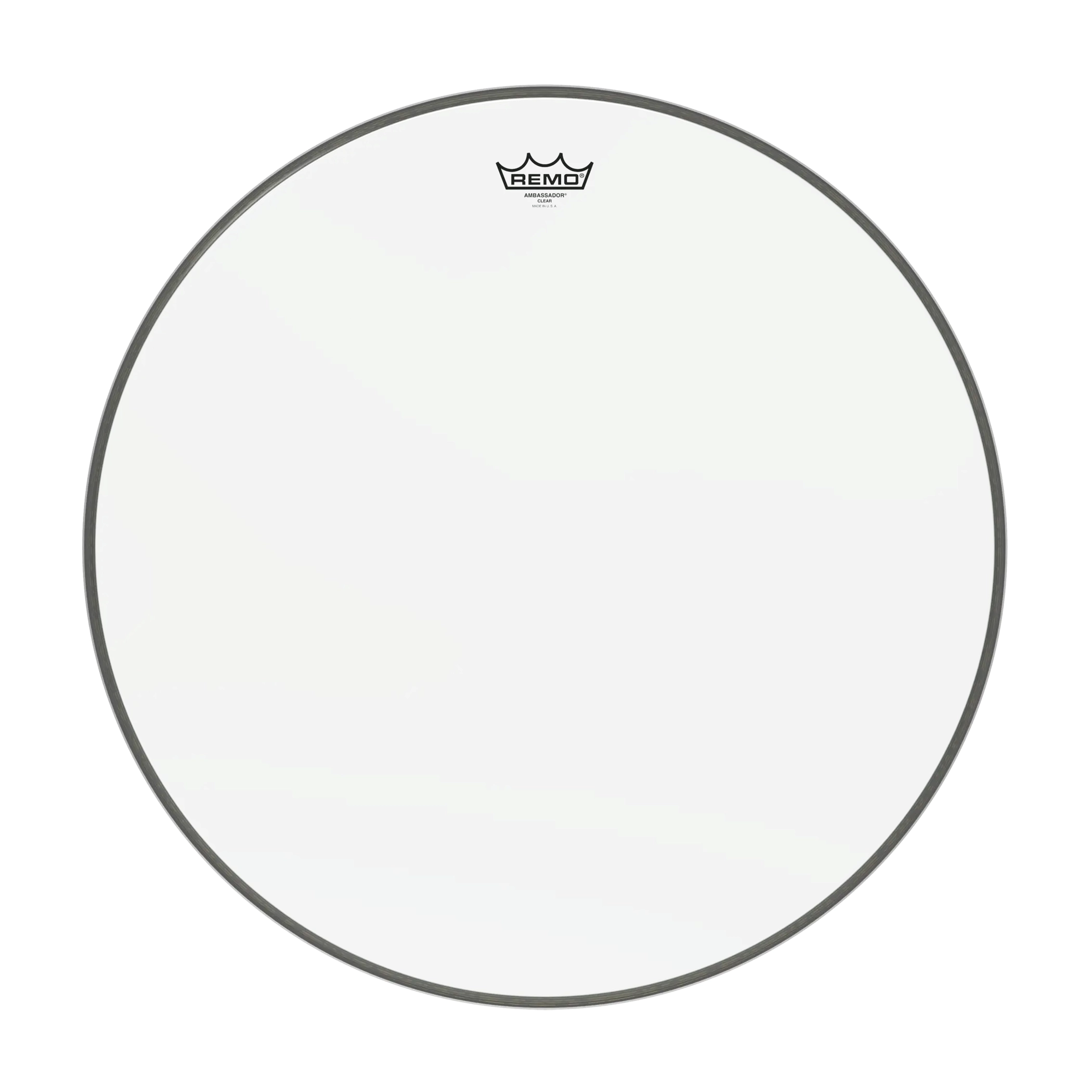 Front view of Remo 24" Clear Ambassador Bass Drumhead