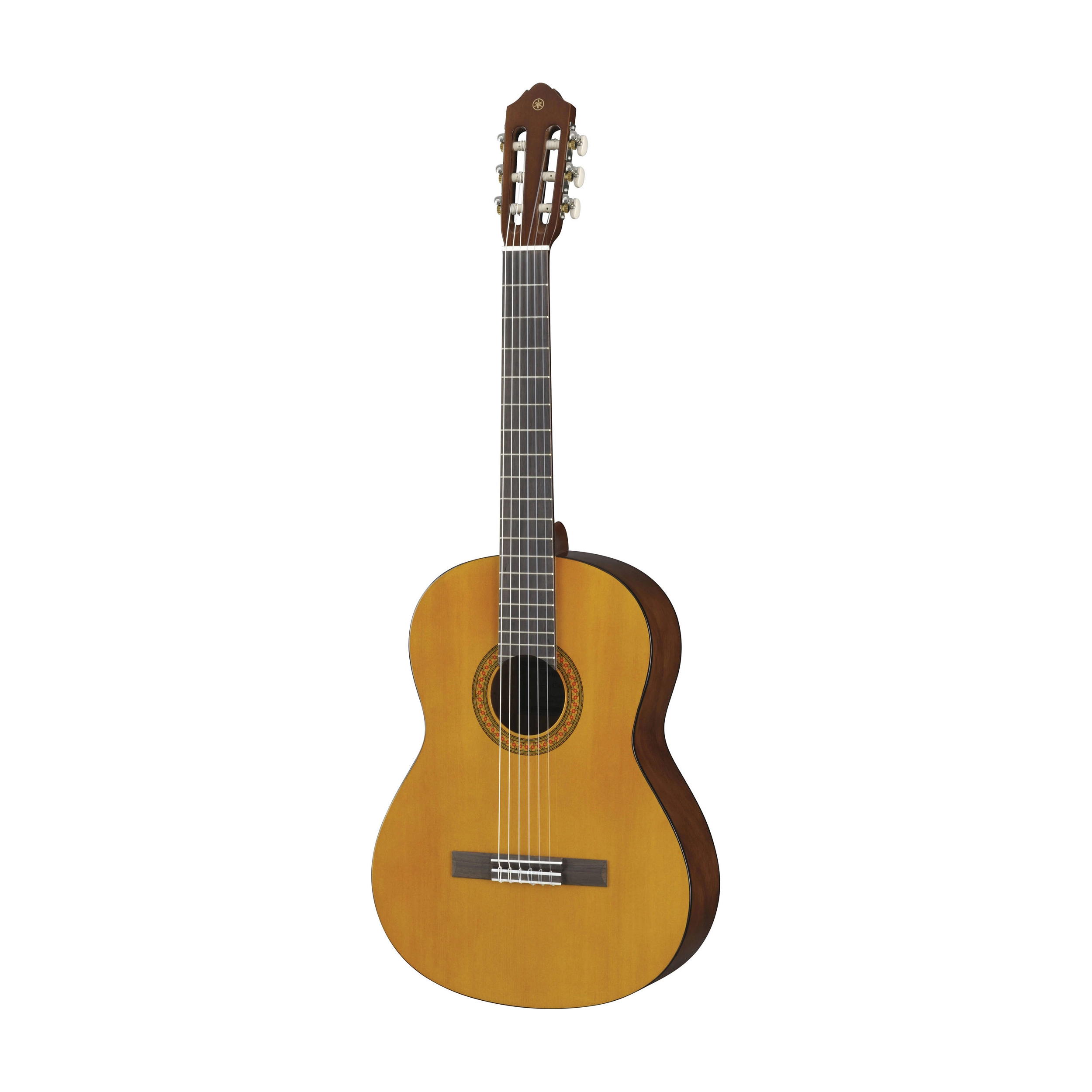 A full-size Yamaha C40 classical guitar in natural finish, with a spruce top and meranti body wood, displayed against a white background.