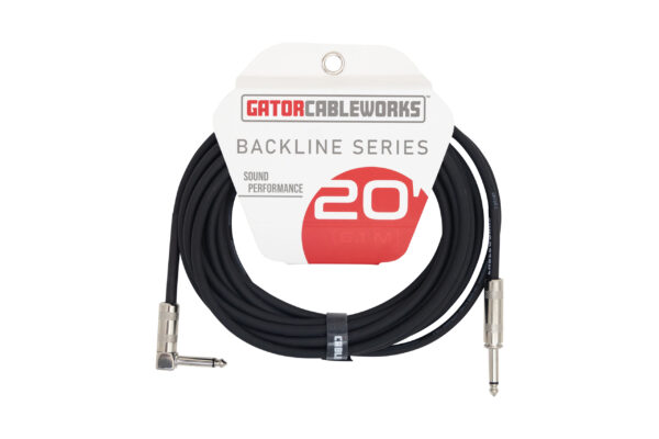 Gator Cableworks Backline Series Instrument Cable 1/4" Straight to 1/4" Right Angle - 20 FT.