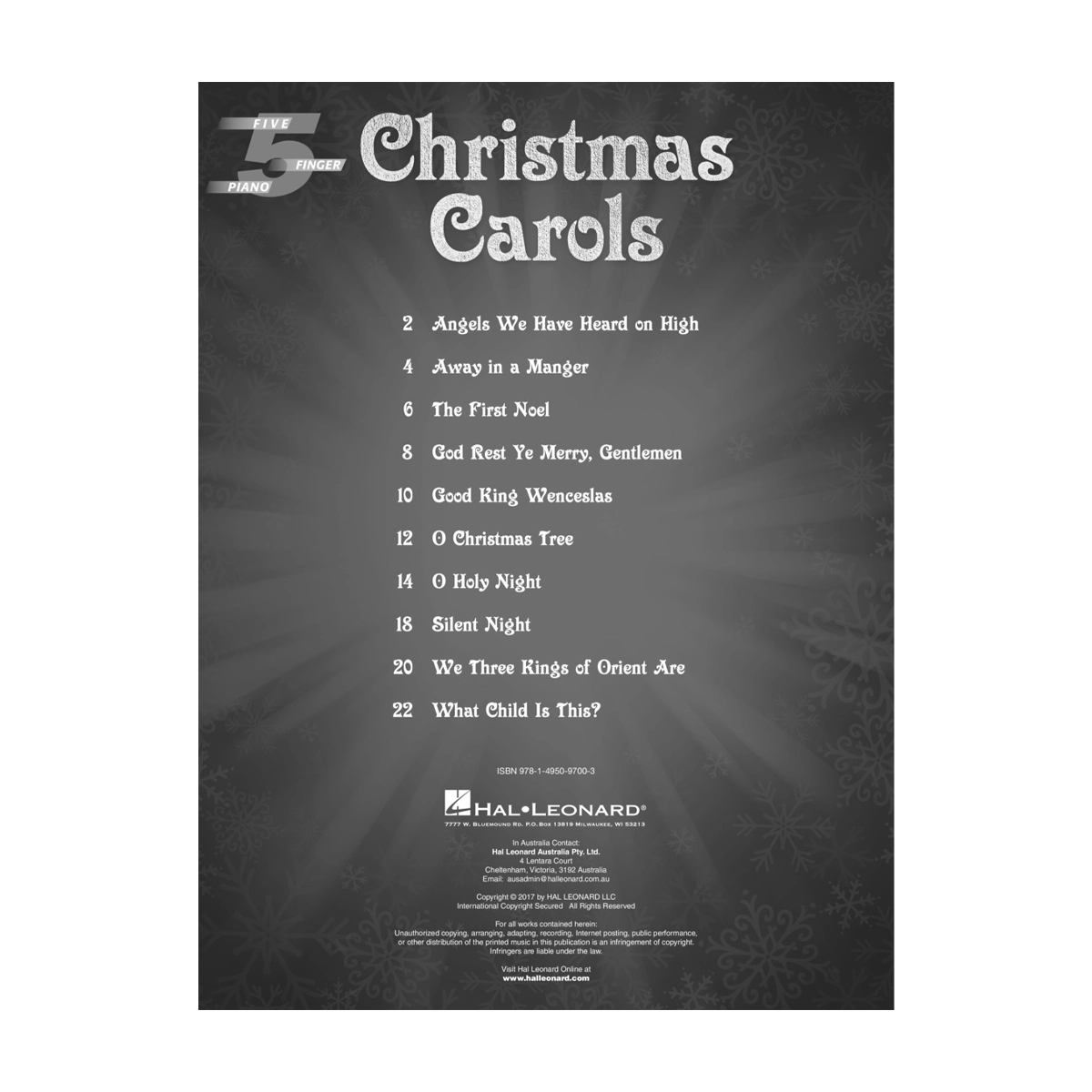 Christmas Carols: Five Finger Piano Songbook Softcover