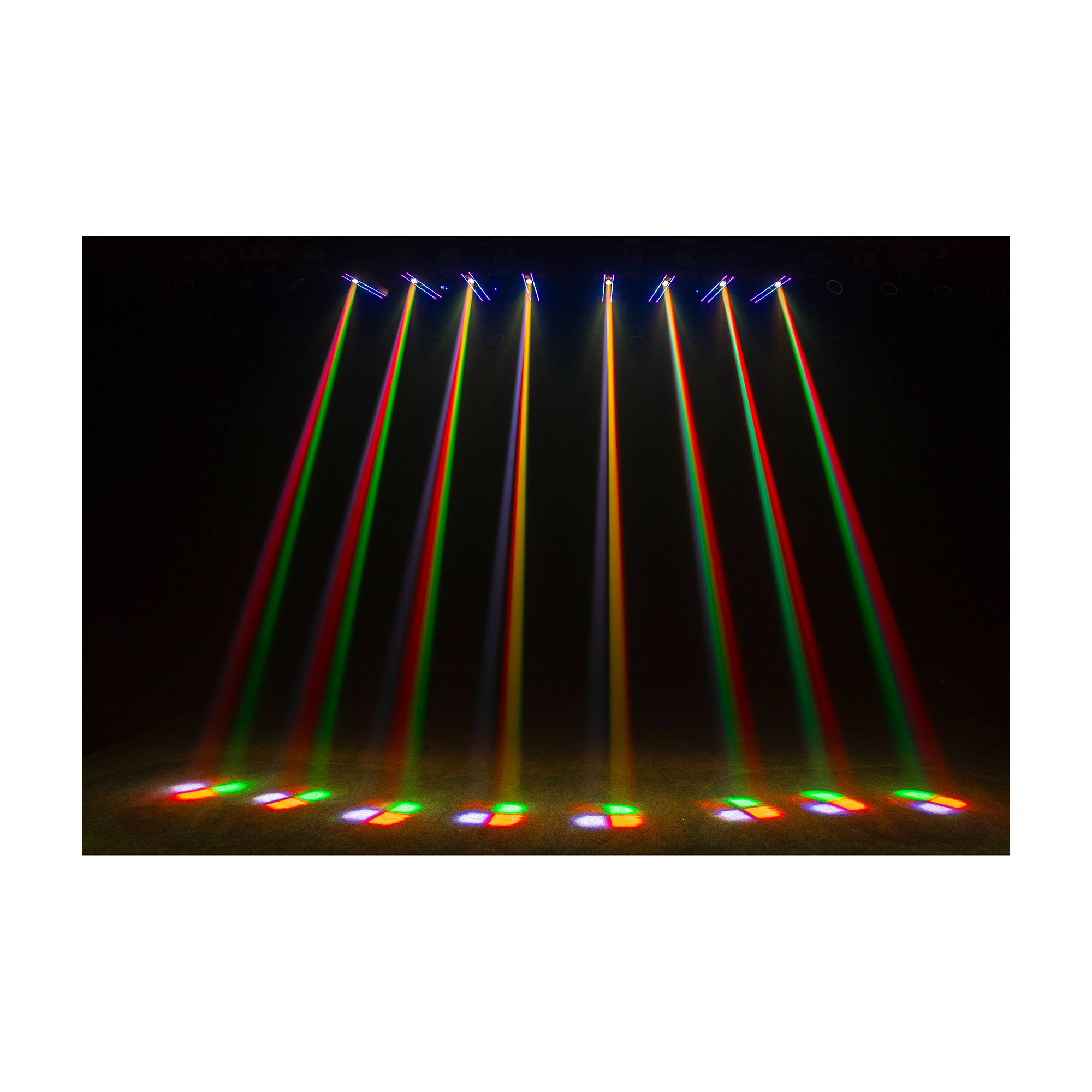 Multicolor light display of ColorKey GrooveBar FX Moving Head with Pixel Control and RGB Strip Effects
