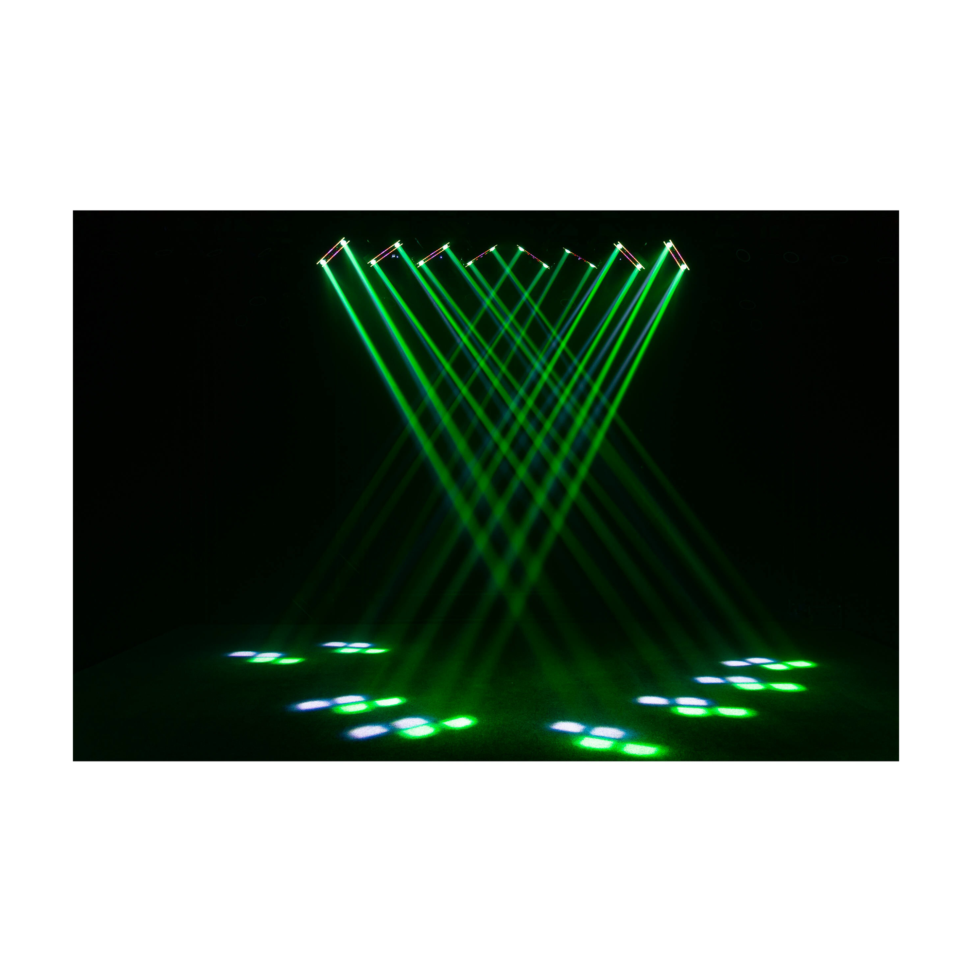 Green light display of ColorKey GrooveBar FX Moving Head with Pixel Control and RGB Strip Effects