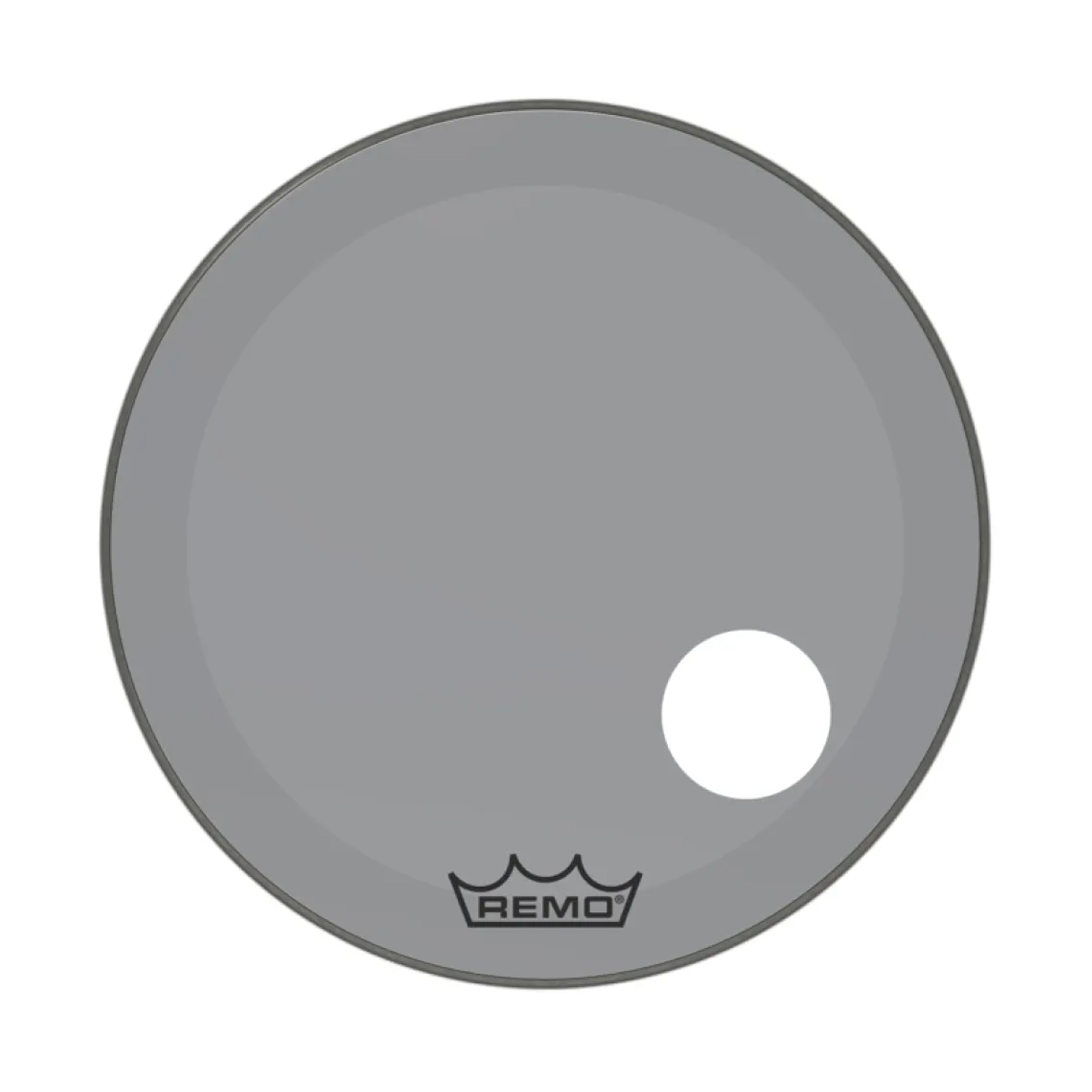 Front view of Remo 22" Colortone Smoke Bass Head W/Hole