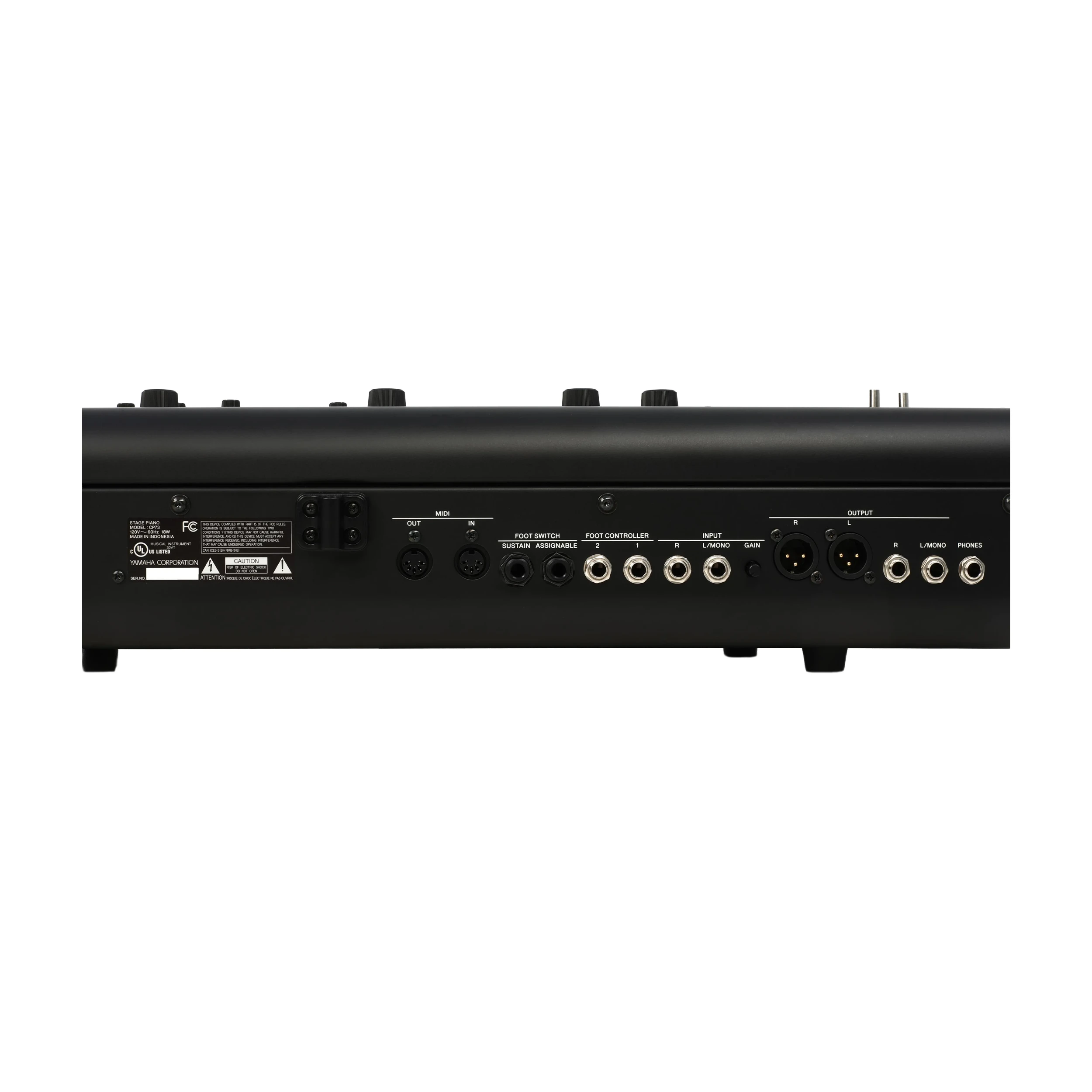 Close up view in the back panel of Yamaha CP73 Stage Piano