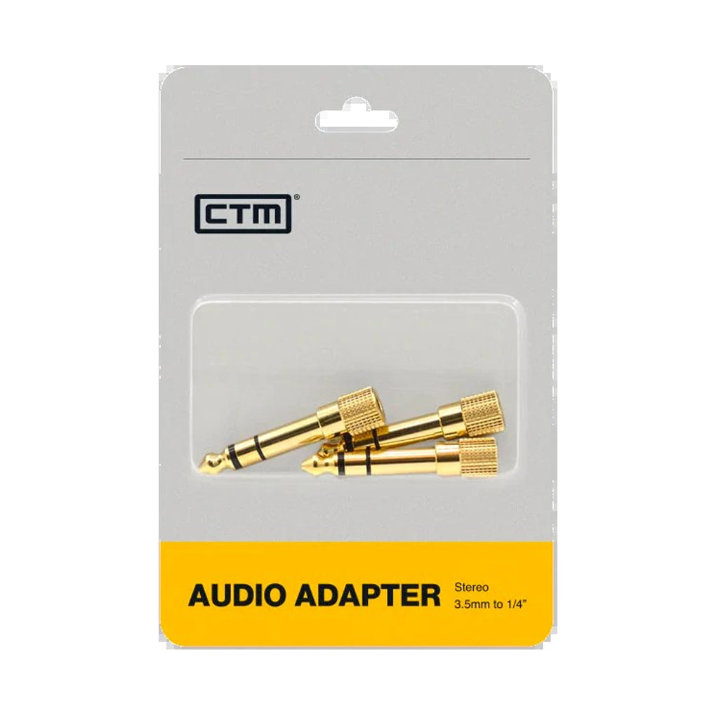 Adaptador de audio chapado en oro Ctm 1/8" Trs a 1/4" Trs - Paquete de 3