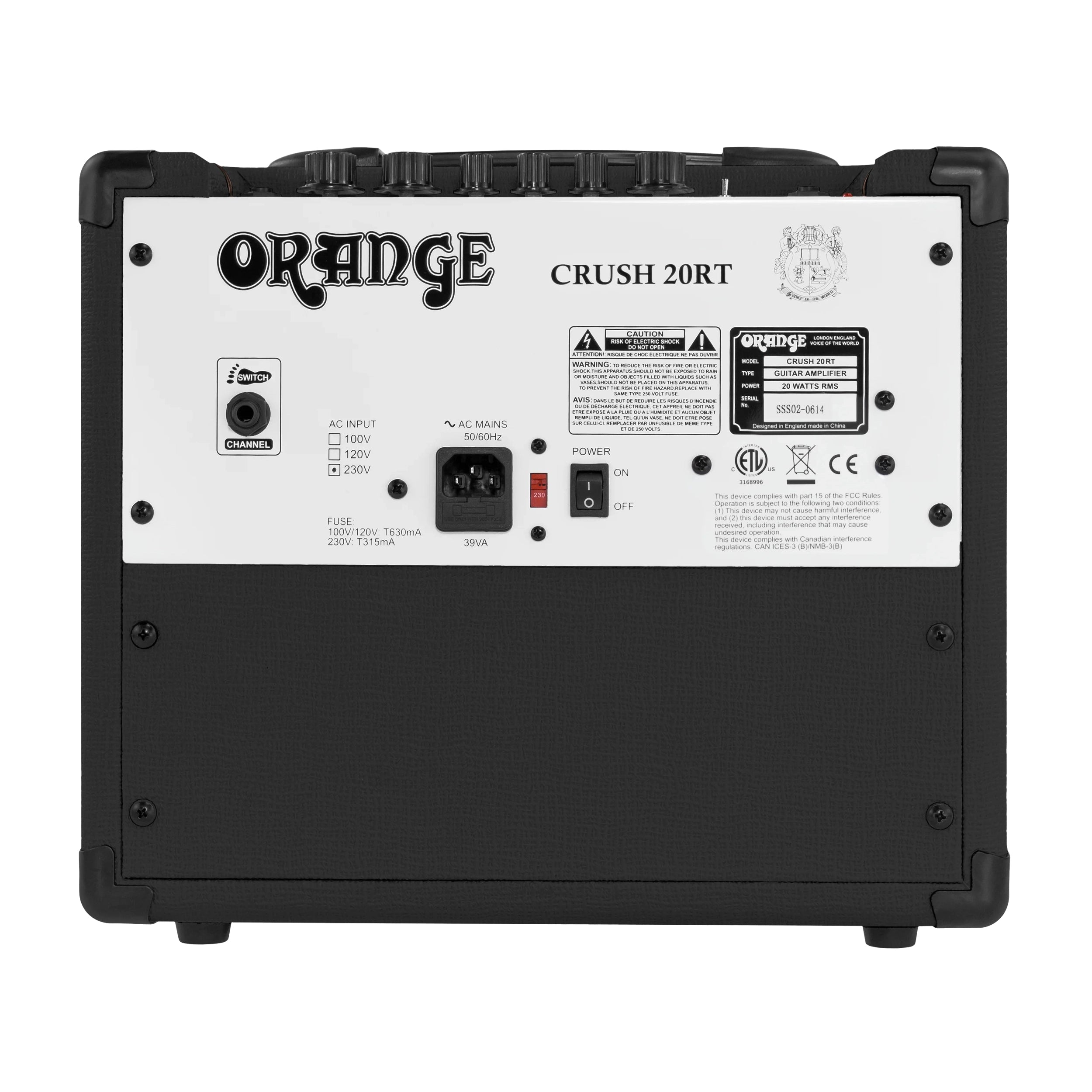 Orange Crush 20RT 1X8" 20w 2-Channel Guitar Combo Amplifier - Black