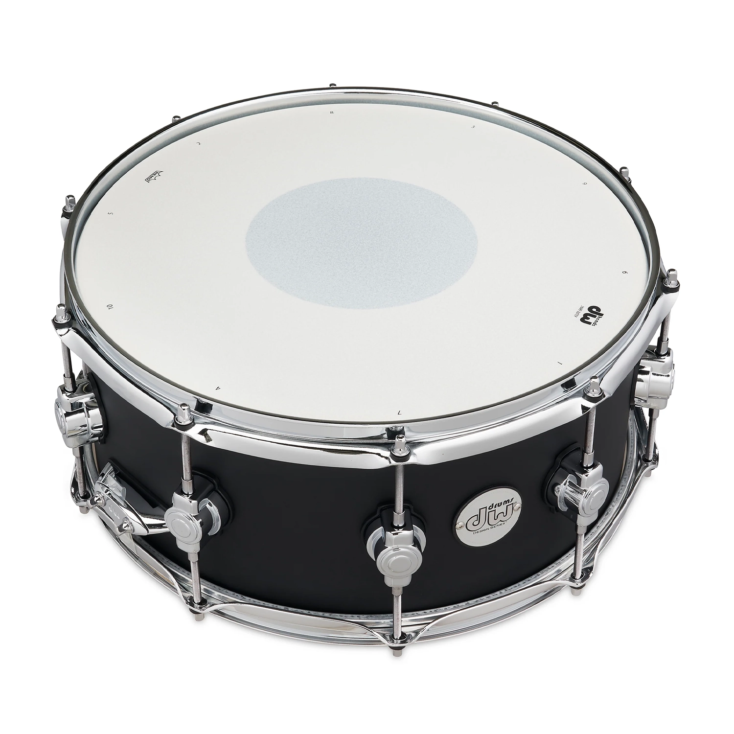 DW Design Series 6" X 14" Snare Drum - Black Satin front top view