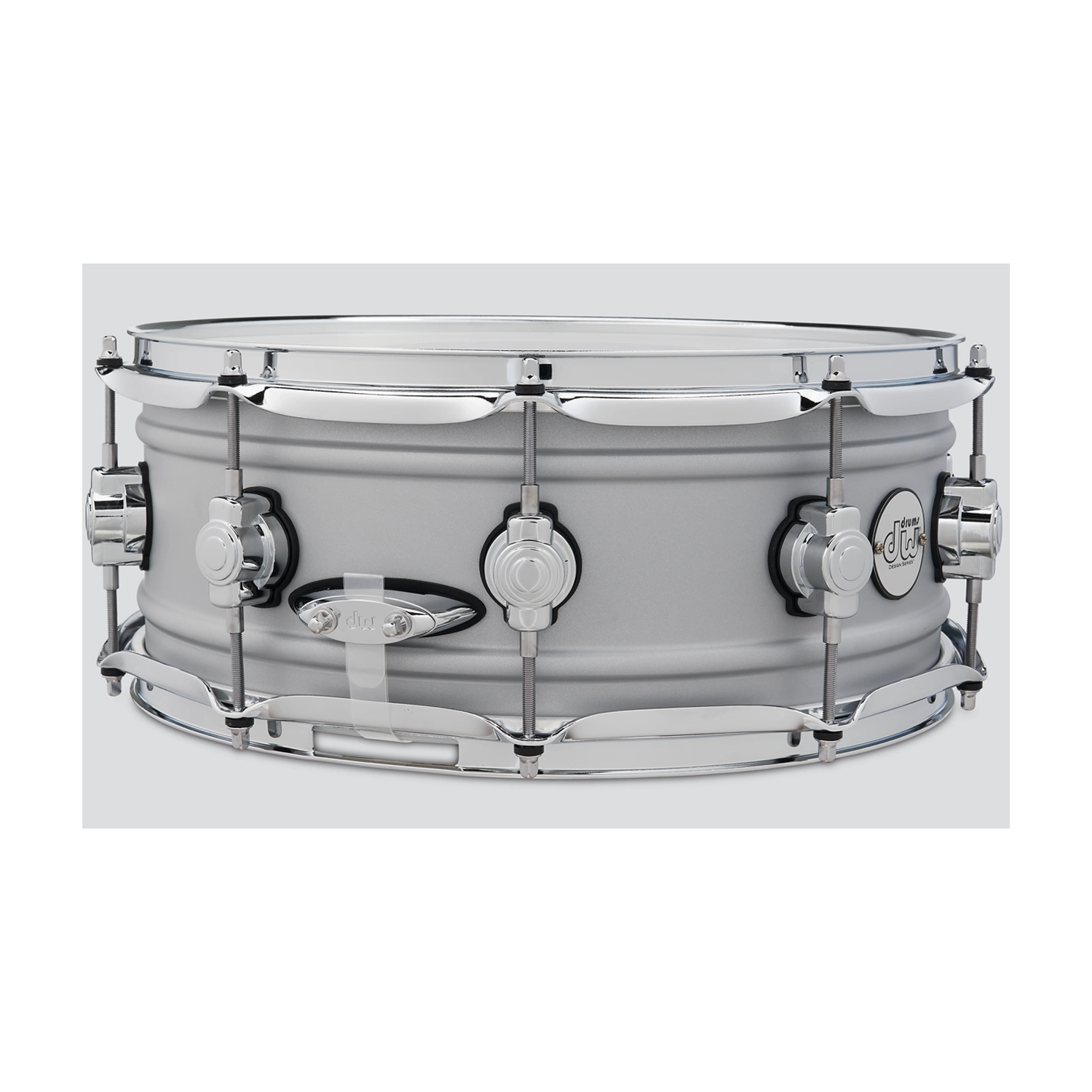DW Design Series 5.5" X 14" Aluminium Snare Drum - Matte Aluminum front view