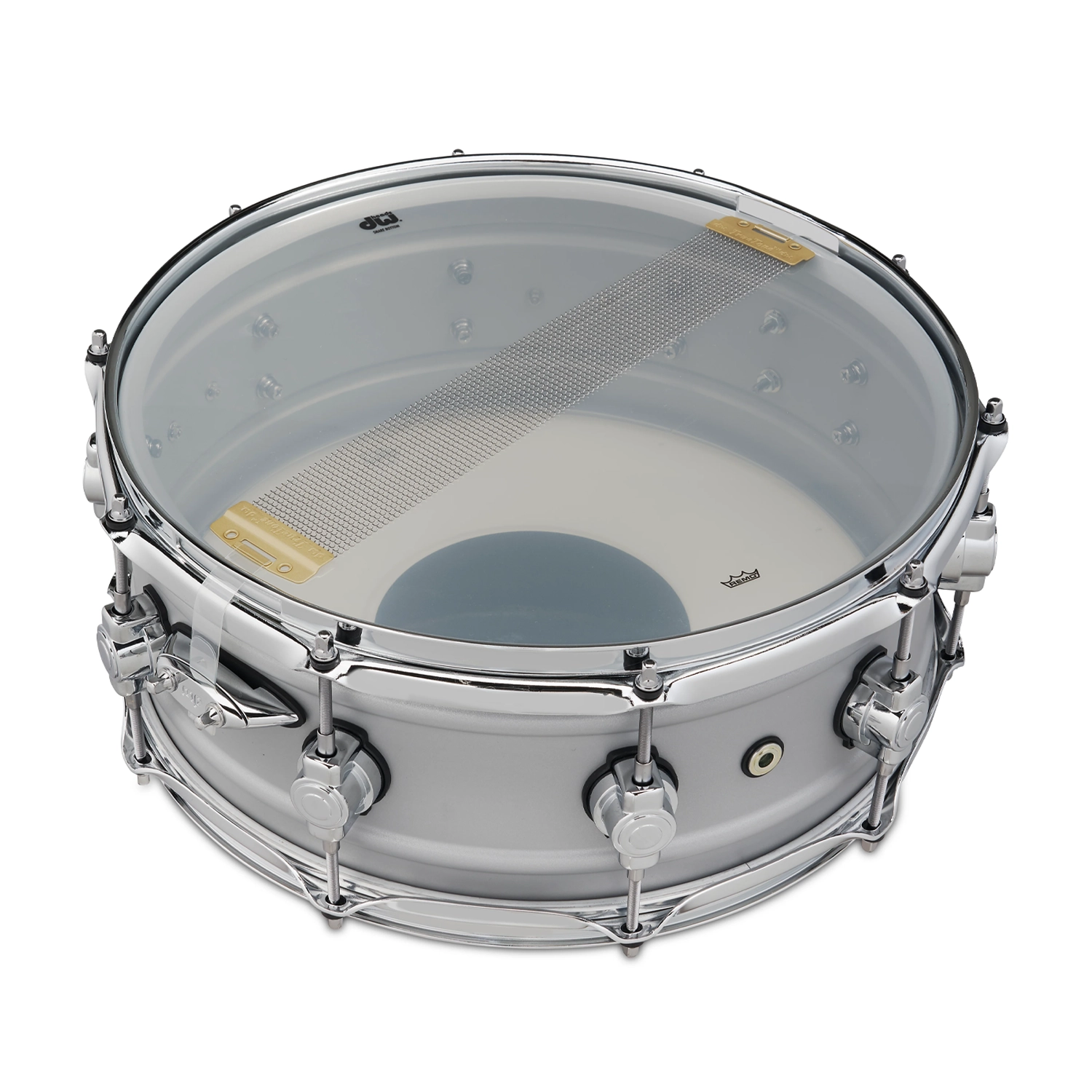 DW Design Series 5.5" X 14" Aluminium Snare Drum - Matte Aluminum underneath view