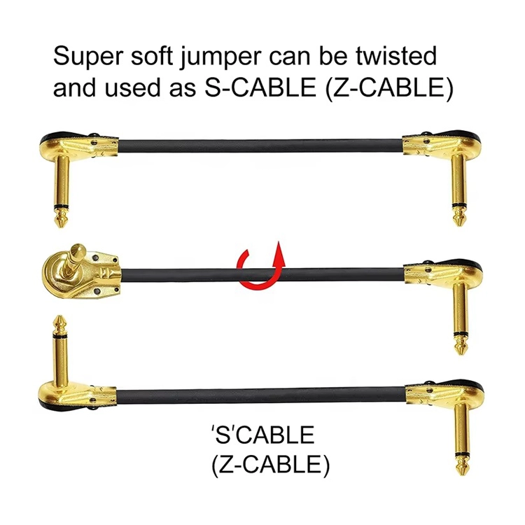 PBS 1/4 Inch Golden Right Angle Mono TS Jack Instrument Patch Cable