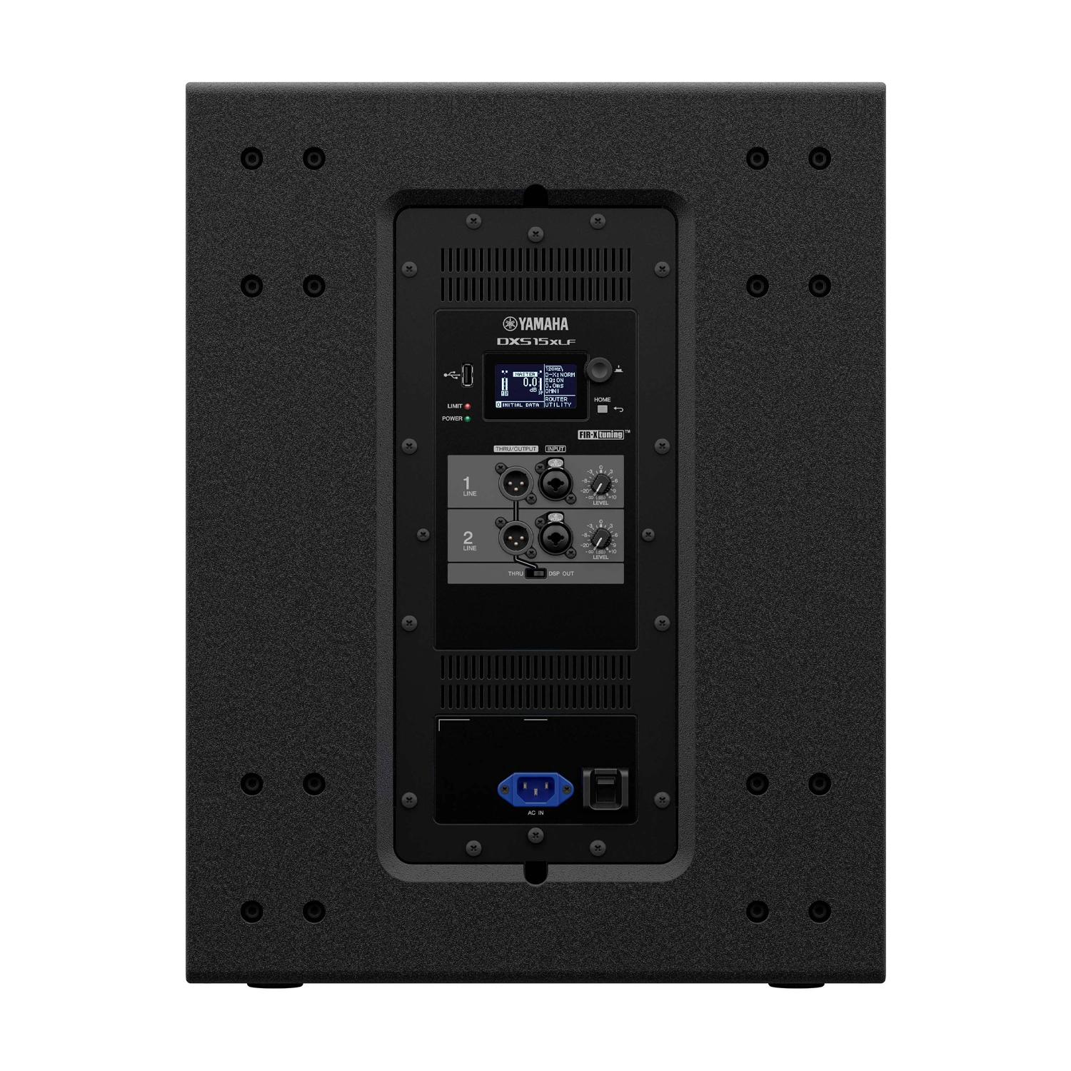 Yamaha DXS15XLF 1600W 15" Powered Subwoofer back panel view