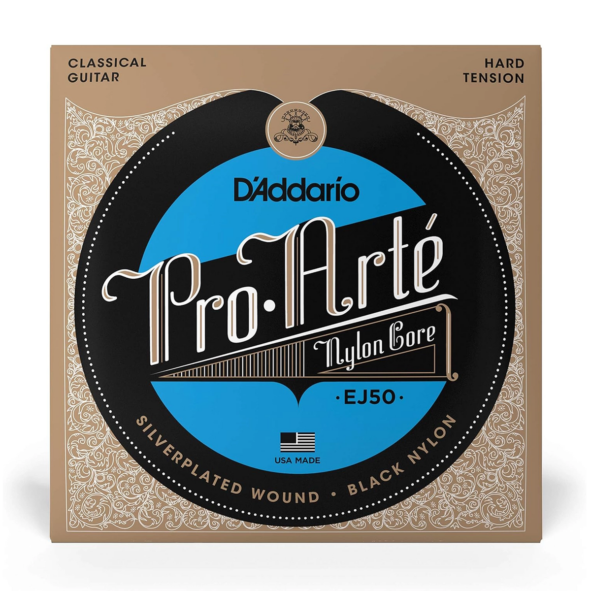 D'Addario EJ50 Pro Arte Black Nylon Classical Guitar Strings front panel view