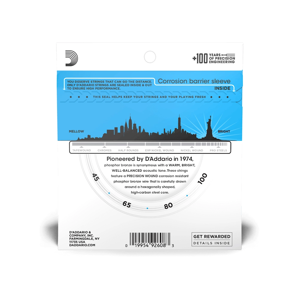 D'Addario Regular Light Long Scale Acoustic Bass Strings 45-100