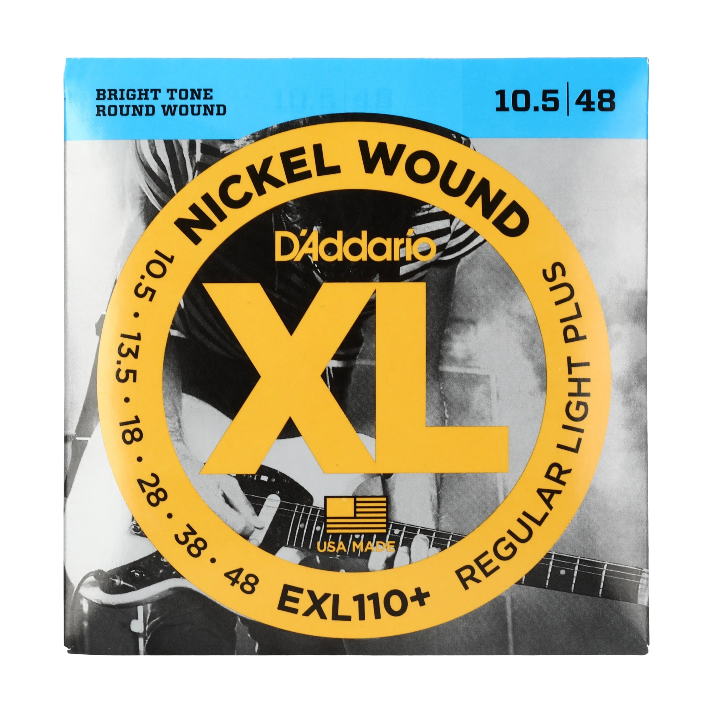 D'Addario EXL110+ XL Cuerdas para Guitarra Eléctrica Nickel Wound, Calibre Regular Plus .0105-.048