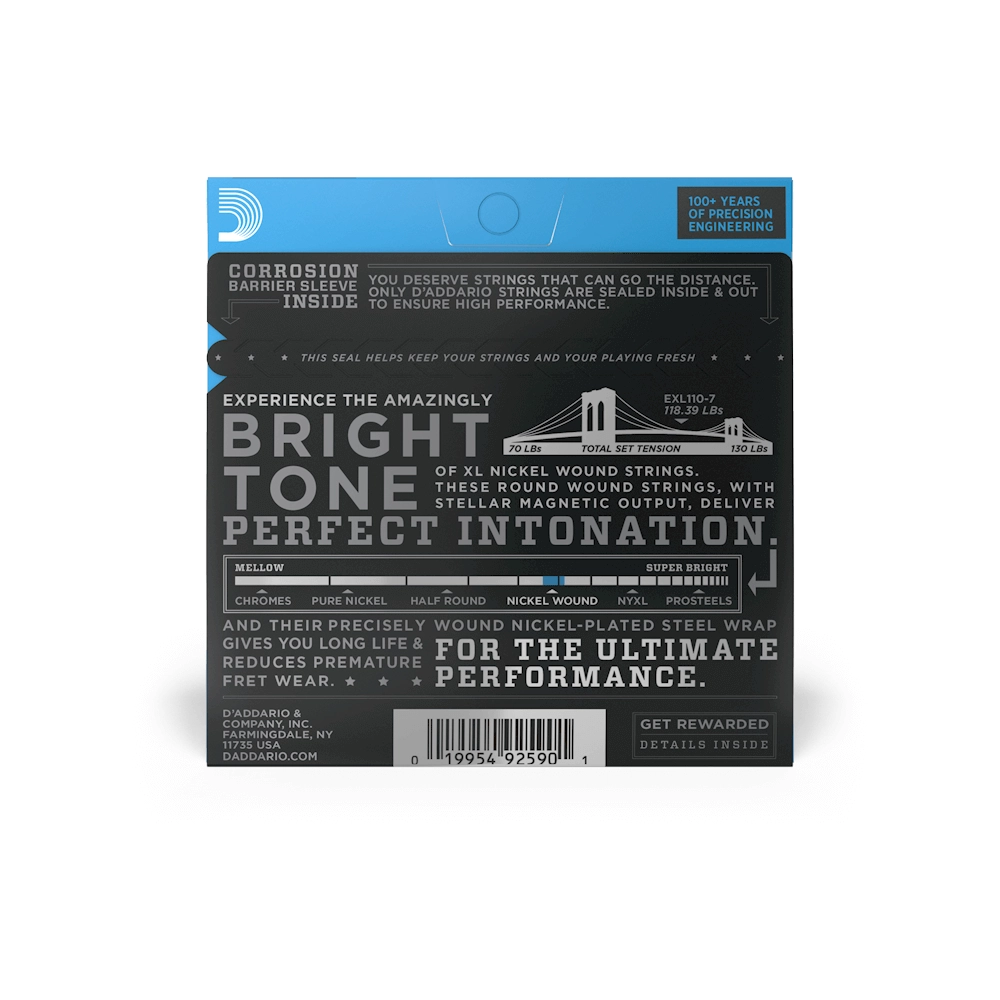 D'Addario EXL110-7 Regular Light 7-String Electric Guitar Strings .10-.59