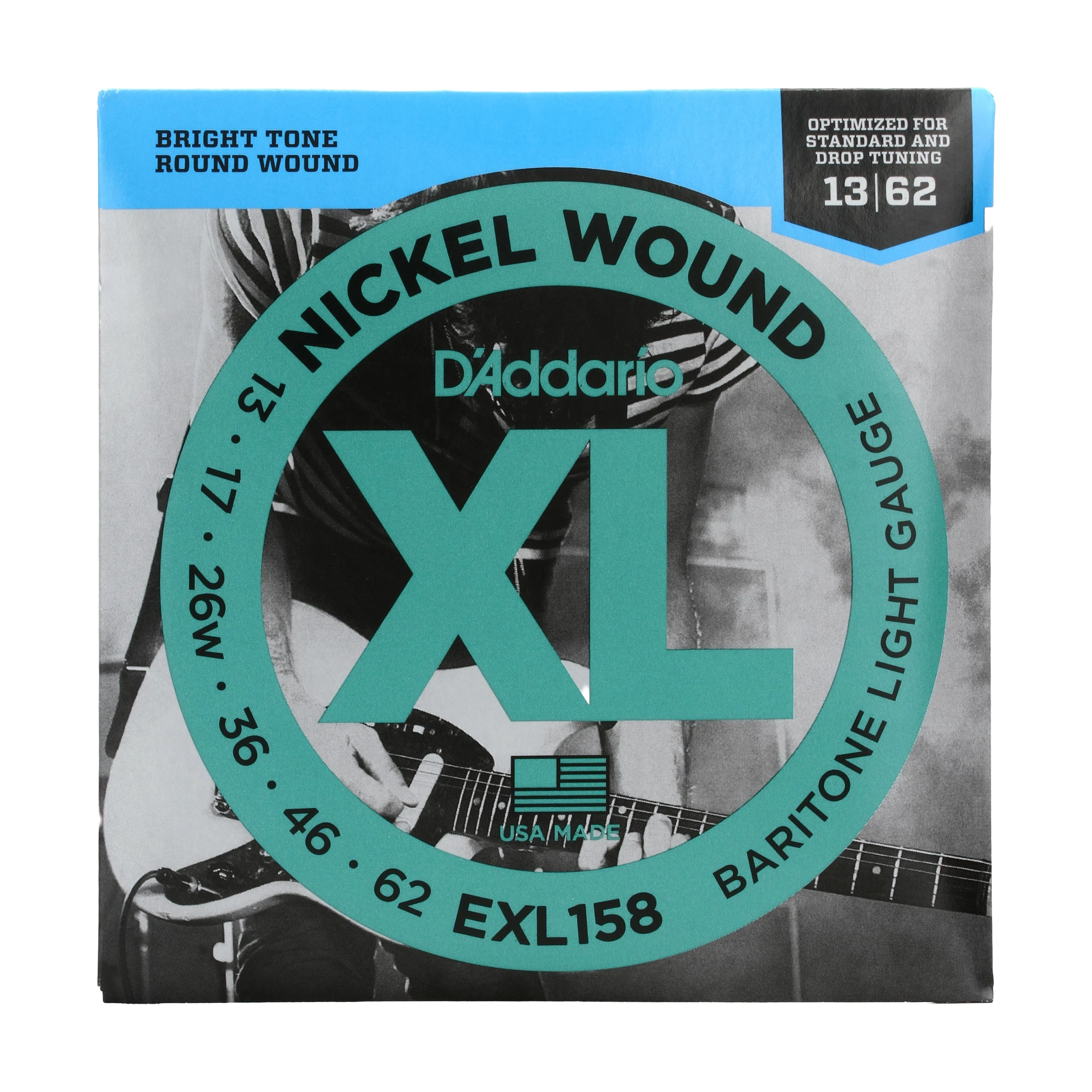 D'Addario EXL158 XL Nickel Wound Electric Baritone Guitar Strings - .013-.062 Light
