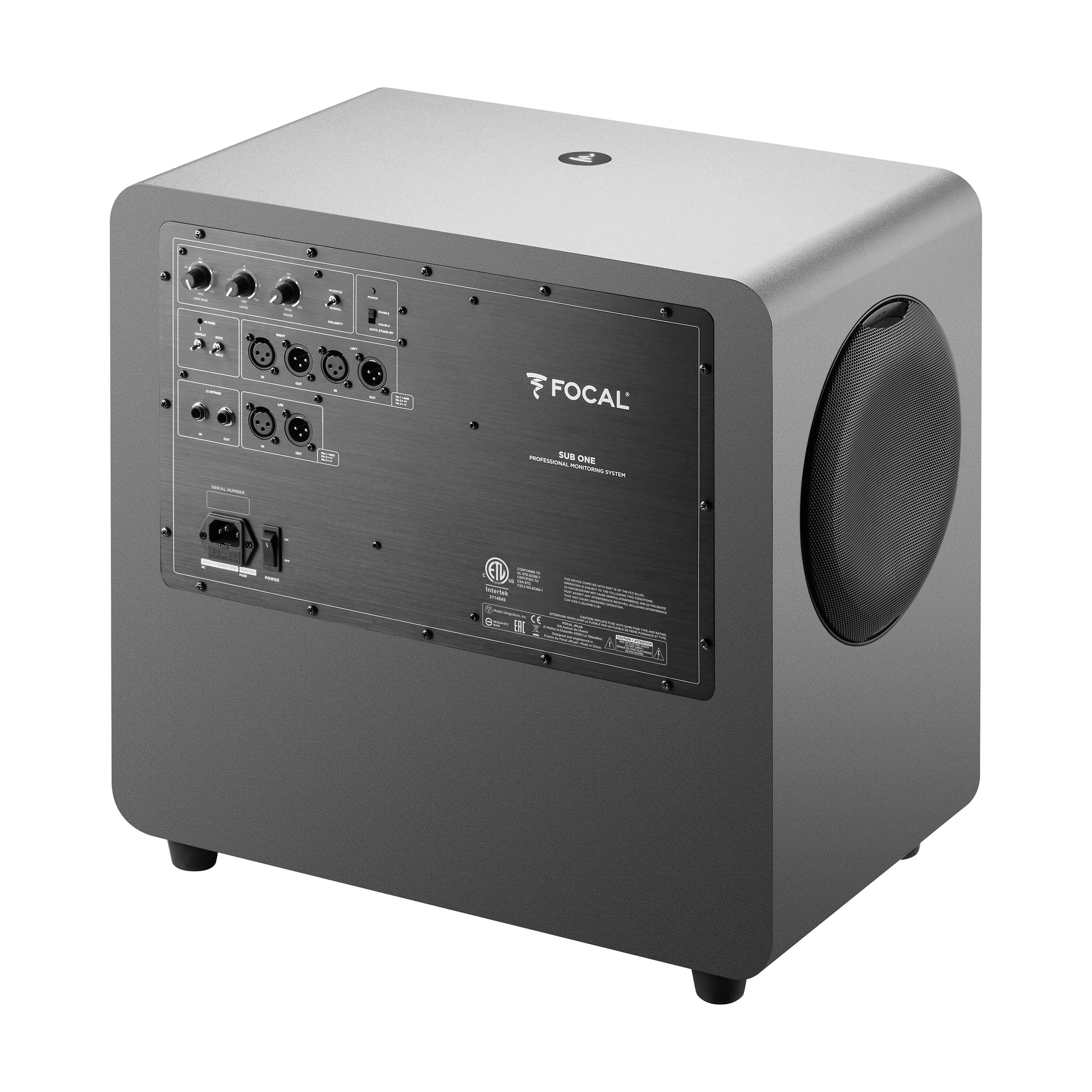 Back angle view of Focal Sub One 8" Powered Studio Subwoofer