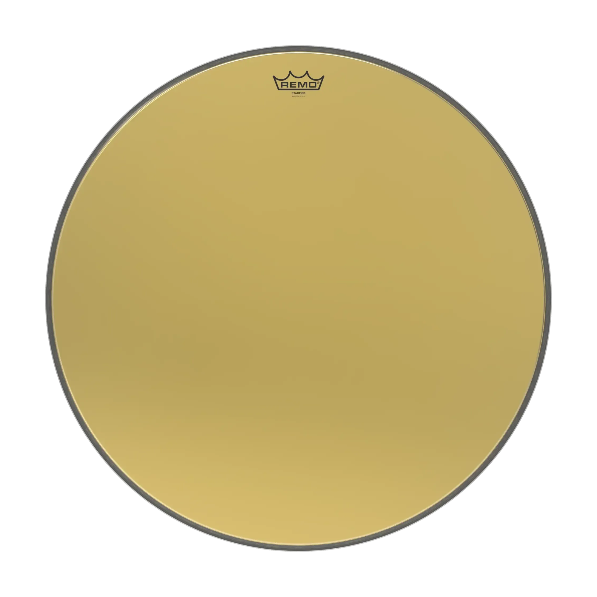 Front view of Remo Ambassador Starfire Gold Drum head - Gold 15"